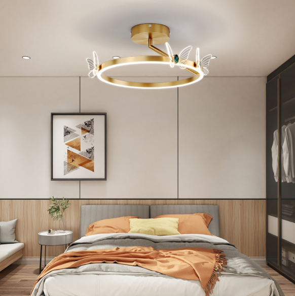 Modern LED Butterfly & Halo Design Pendant Ceiling Light - Elegant Dining Room & Bedroom Lighting Fixture for Home Decor