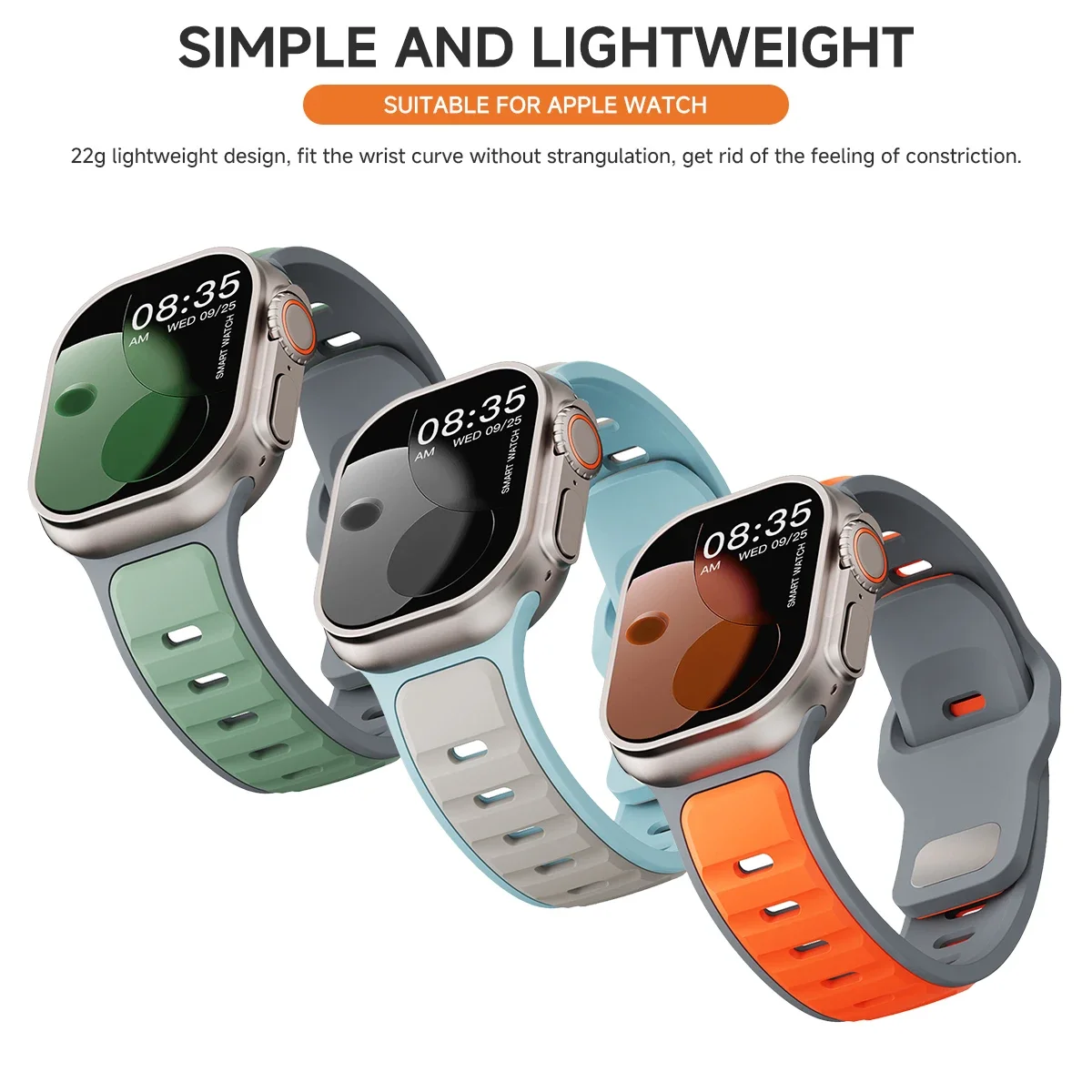 Durable Dual-Tone Silicone Sports Bands for Apple Watch - Sweatproof Fitness Tracker Strap for Running, Gym & Outdoor Activities