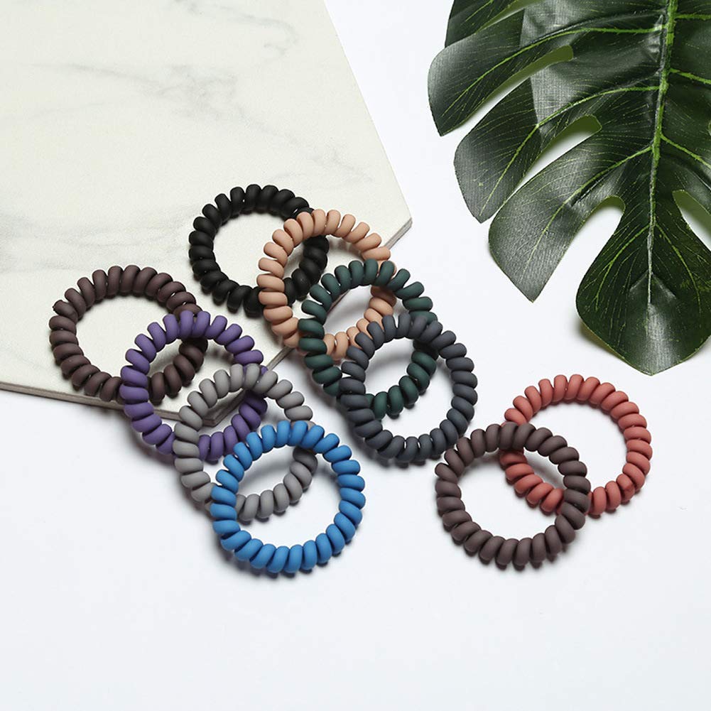 20Pcs Spiral Hair Ties - No Crease Plastic Coil Hair Elastics for Women & Girls (Telephone Cord Style) - Perfect for Workouts, School, and Everyday Hairstyles