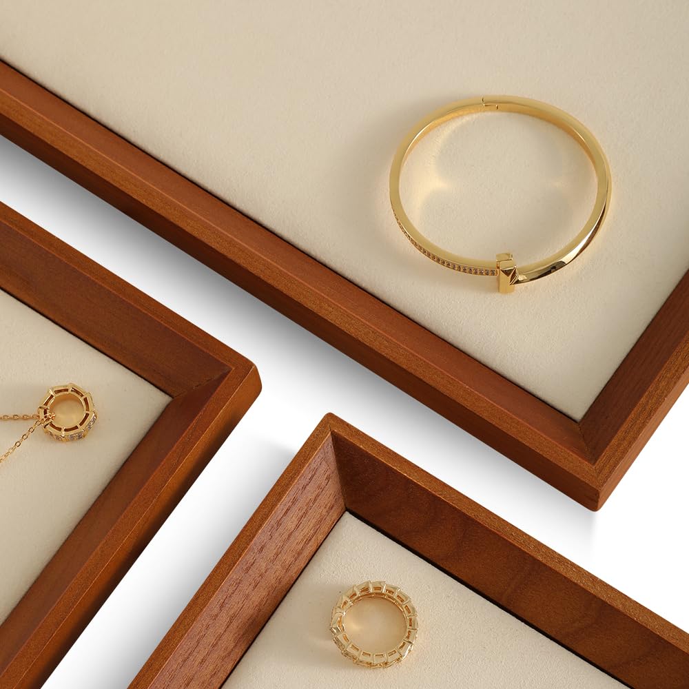Premium Wooden Jewelry Tray Organizer - Large Luxury Watch & Jewelry Display Stand for Necklaces, Bracelets & Accessories | Perfect for Nightstand, Dresser & Vanity Organization