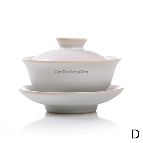 Authentic Chinese Ru Kiln Gaiwan - Handmade Ceramic Teacup with Lid & Saucer for Gongfu Tea Brewing | Perfect for Tea Ceremonies, Home Use & Gifts