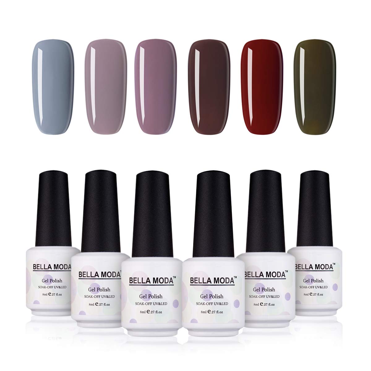 8ml UV Nail Gel Polish Starter Kit - 6 Soak Off Gel Colors with Gift Box (BB-07) for Salon & Home Manicure, DIY Nail Art, Professional Nail Extension