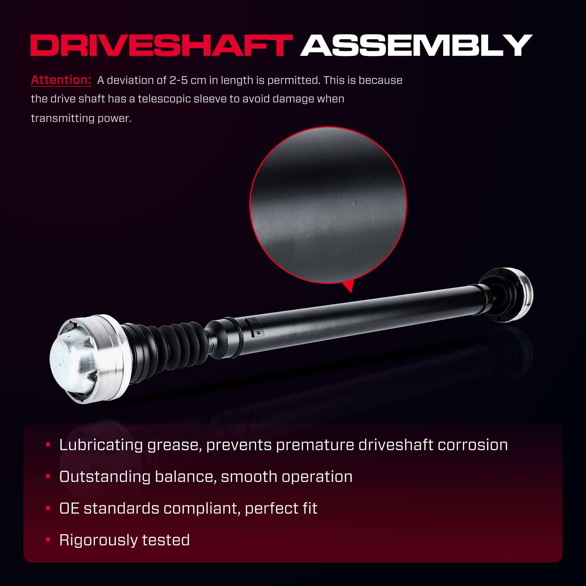 Jeep Commander & Grand Cherokee 2007-2010 Front Drive Shaft Assembly - Compatible with 4.7L 5.7L AWD/4WD Models - Replaces OEM# 52853431AA - Perfect for Off-Roading & 4x4 Vehicle Maintenance