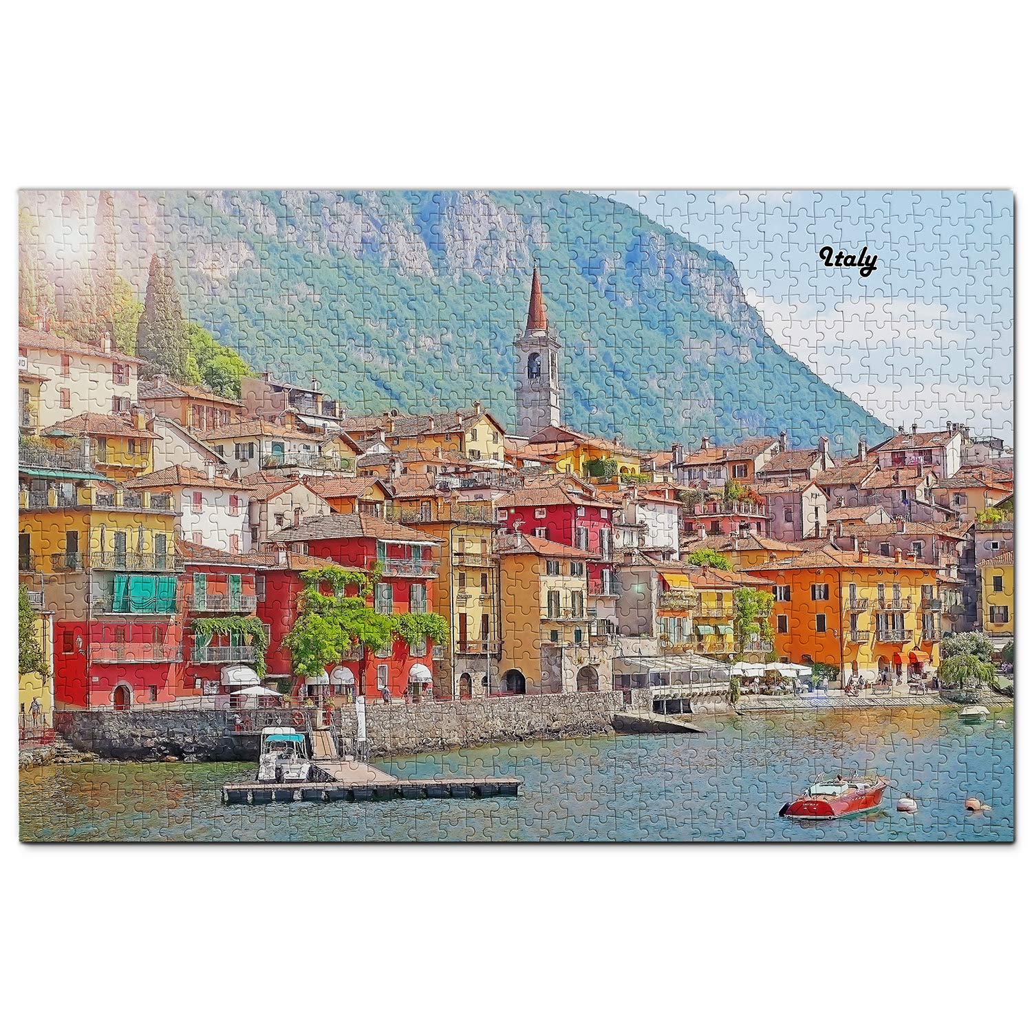 1000-Piece Italy Jigsaw Puzzle - Scenic Varenna Lake Como Wooden Travel Souvenir for Adults & Puzzle Lovers | Perfect for Home Decor, Relaxation & Family Game Night