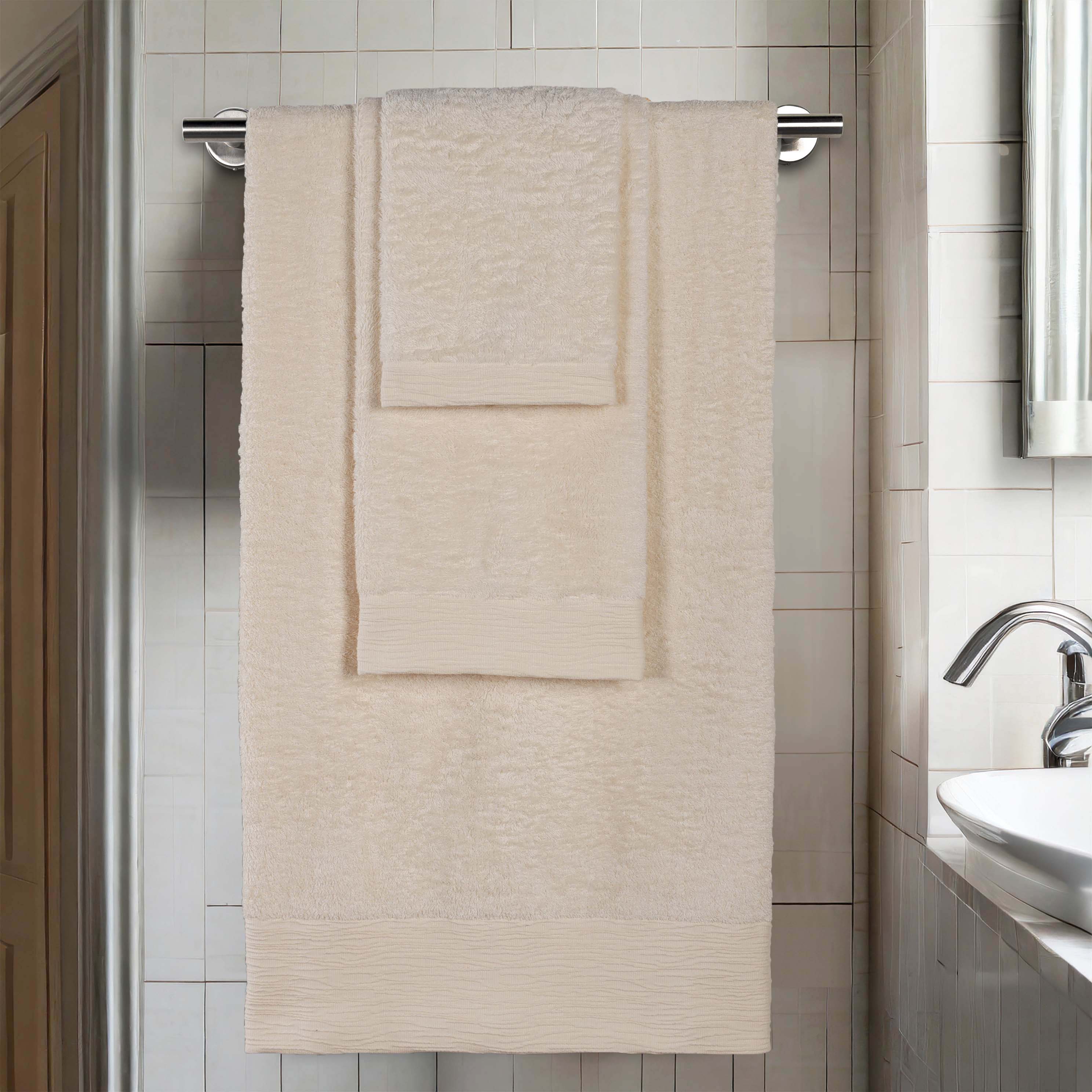 Rayon from Bamboo Eco-Friendly Soft 3-Piece Bath Towel Set - Ultra Absorbent & Sustainable for Spa, Bathroom & Beach Use