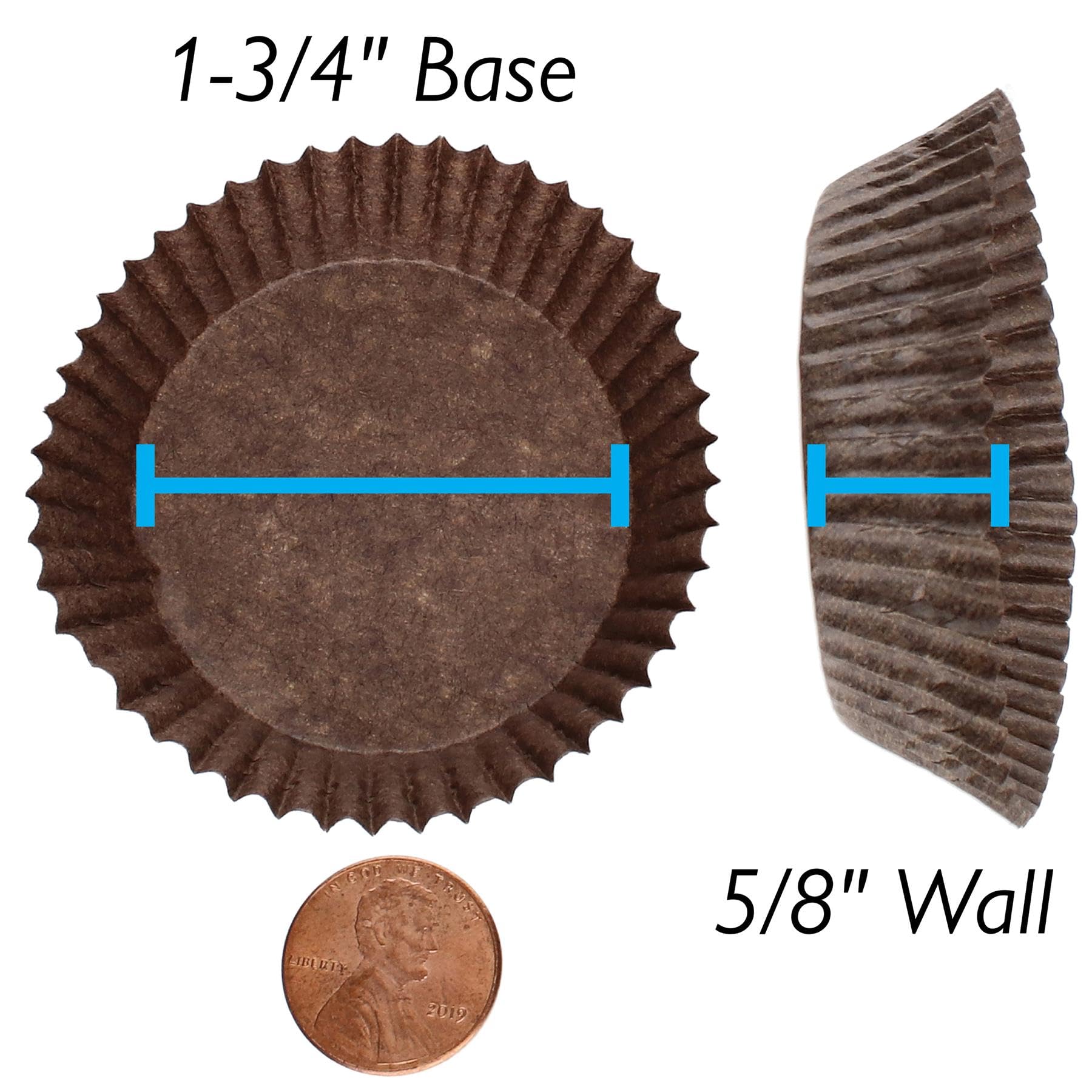 Cybrtrayd No.601 Brown Paper Candy Cups - 13000 Count Bulk Pack for Parties, Weddings, and Events | Eco-Friendly Disposable Dessert Cups