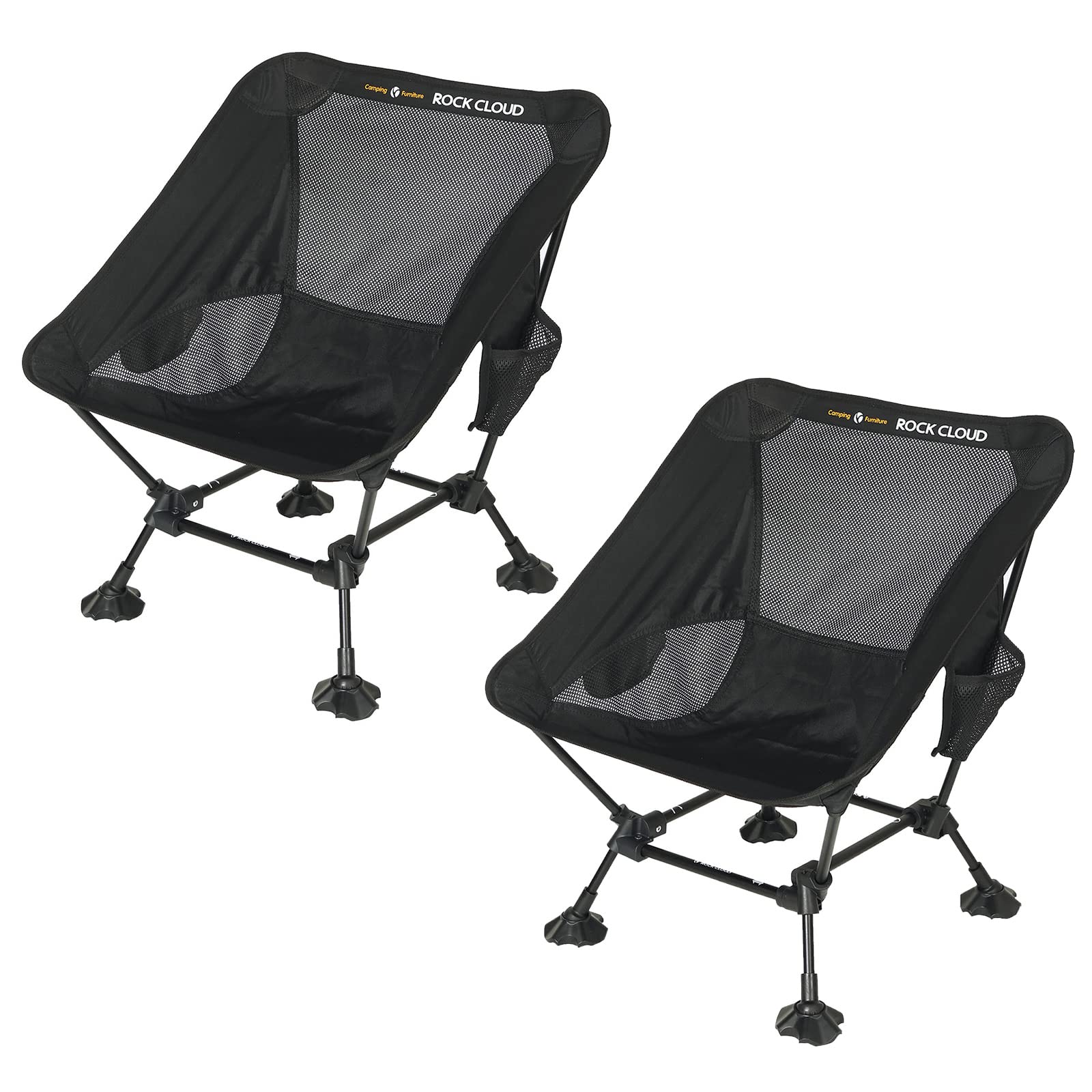 ROCK CLOUD 2 Pack Ultralight Folding Camping Chairs - Portable Outdoor Chairs for Camping, Hiking, Backpacking, Beach, Picnic & Lawn Sports - Compact & Durable for Travel, Tailgating & Outdoor Adventures