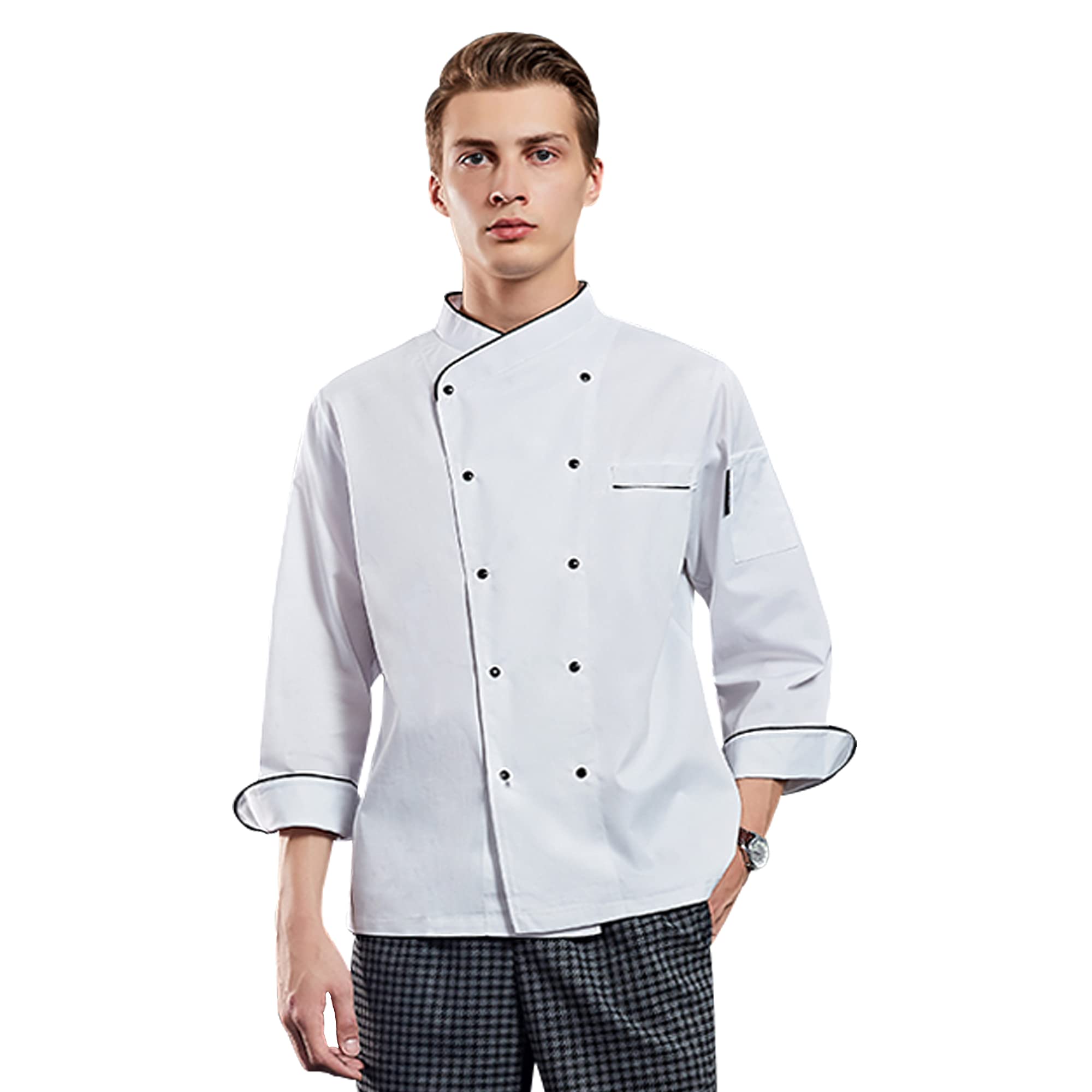 Professional Men's Chef Coat - Classic White Kitchen Uniform for Cooking, Baking & Culinary Work - Perfect for Chefs, Bakers & Restaurant Staff