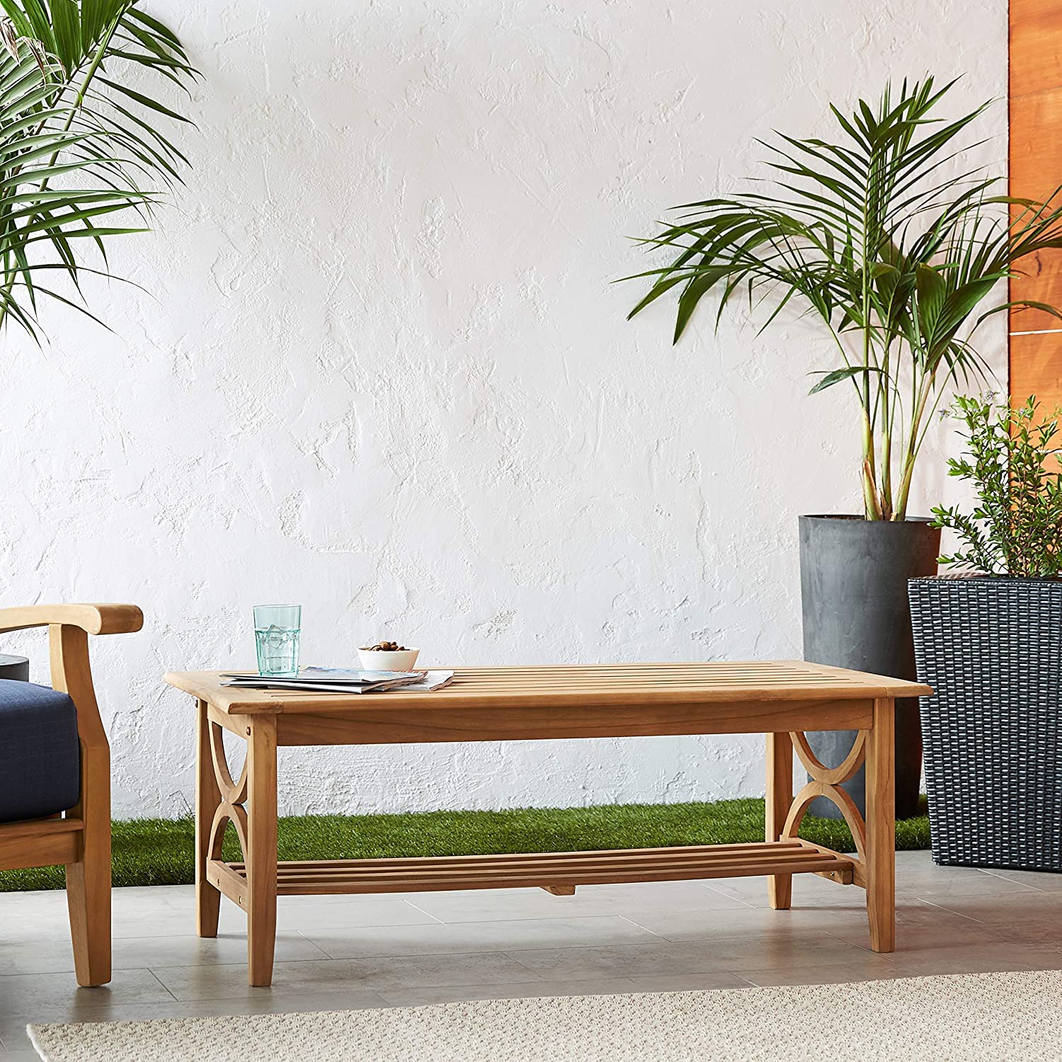 Cambridge Casual Chester Superior Indonesian Teak Patio Coffee Table - Natural Teak Wood Outdoor Furniture for Garden, Deck, Poolside & Patio
