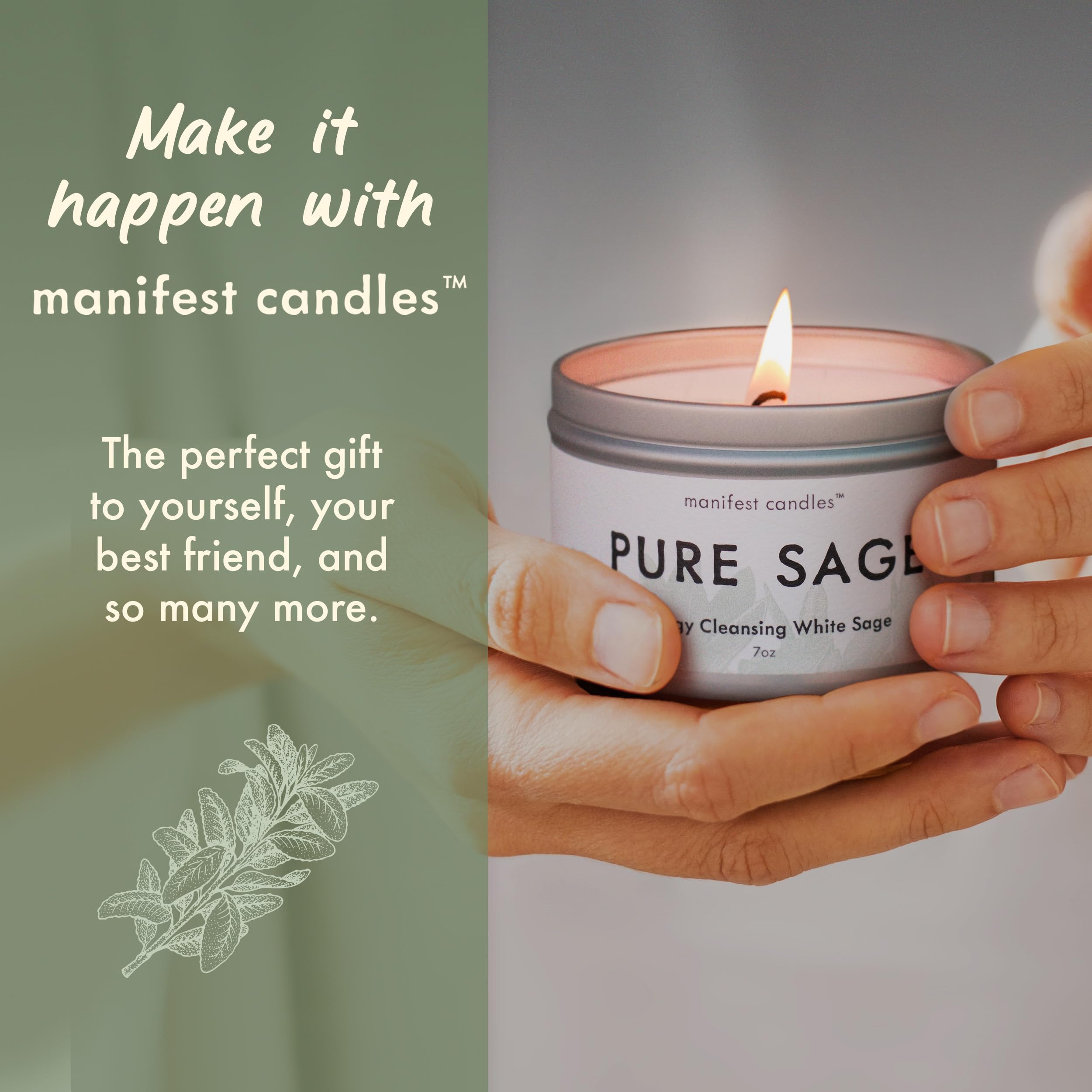 7oz White Sage Smudge Candle for Cleansing Negative Energy - Pure Sage Aromatherapy Meditation Candle for Positive Energy & Spiritual Healing - Perfect for Home Cleansing, Yoga, Reiki & Gift Giving