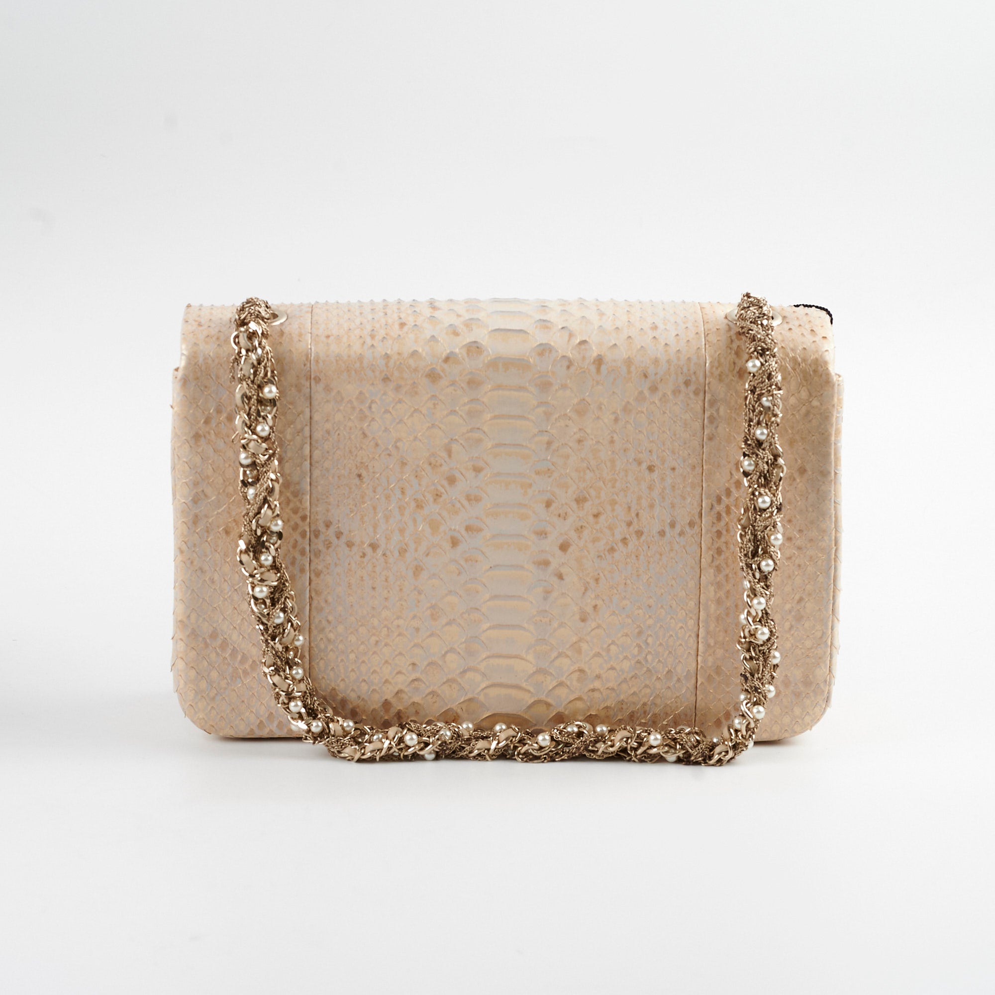 Chanel Python Flap Bag Light Gold - Luxury Designer Handbag for Women | Perfect for Evening Parties, Weddings & Special Occasions
