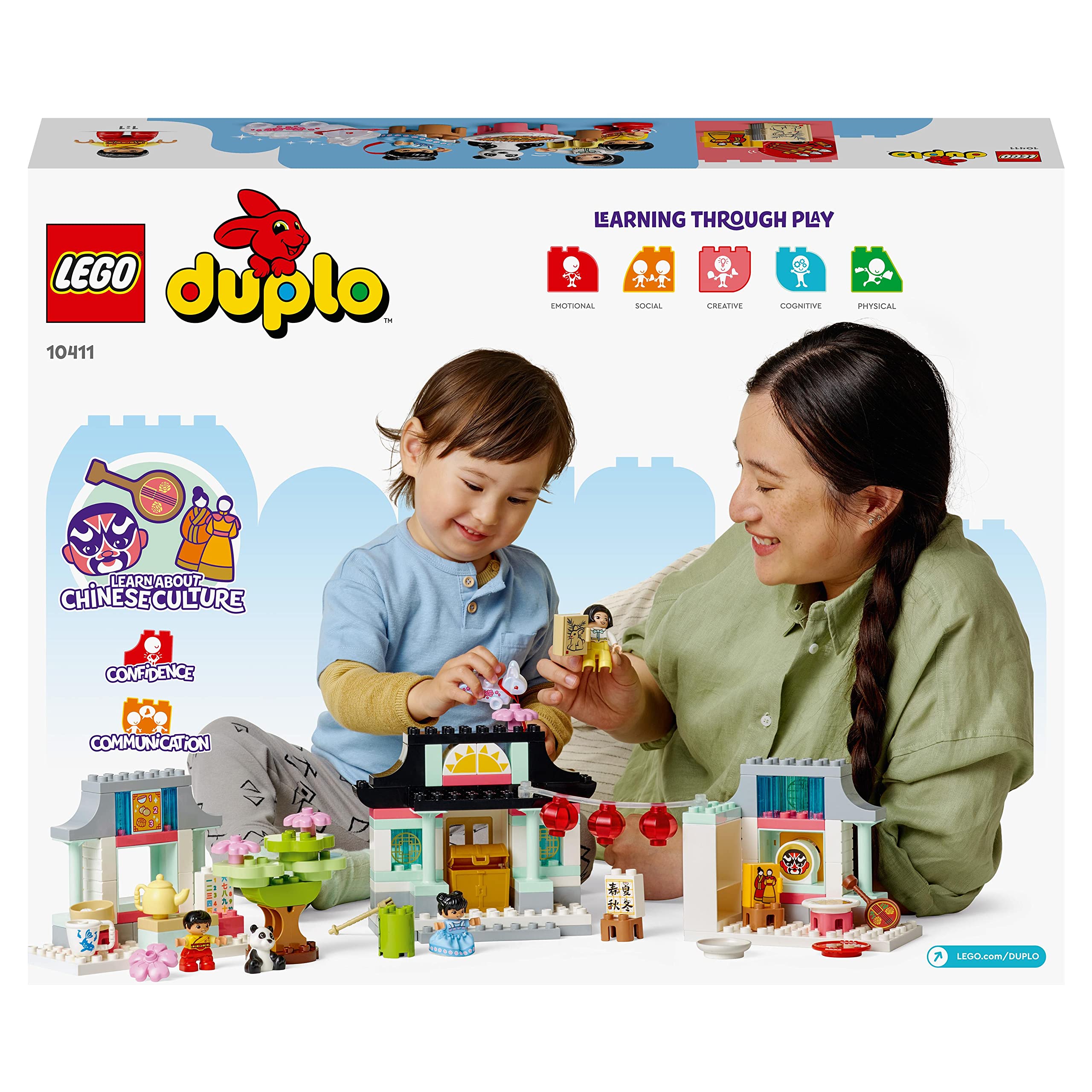 LEGO 10411 Duplo Discover Chinese Culture Building Toy Set with Panda Figure & Bricks, Educational Gift for Boys & Girls Ages 2+ - Perfect for Preschool Learning, Cultural Exploration & Creative Play