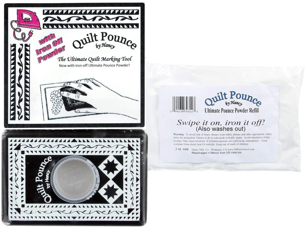Ultimate Quilt Pounce Stencil Chalk Transfer Kit - White Powder Pad with Iron Off Feature + 1 Refill | Perfect for Quilting, Embroidery & Fabric Marking | Easy-to-Use Chalk Powder for Precise Pattern Transfer