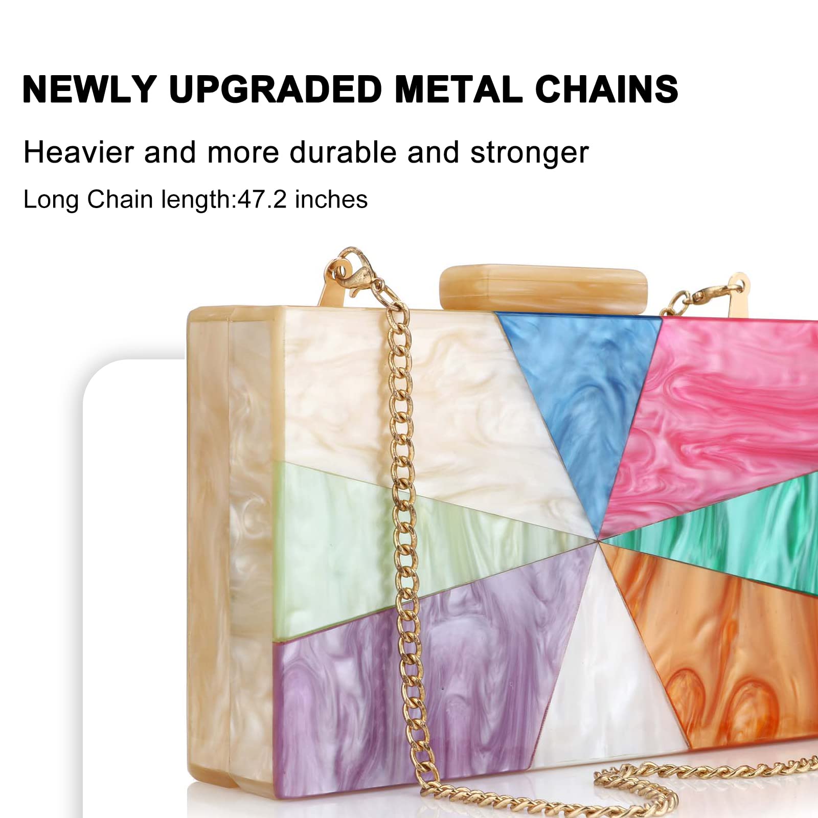 YYW Acrylic Clutch Purse for Women - Marble Pattern Evening Crossbody Bag with Detachable Chain - Perfect for Wedding, Party & Special Occasions