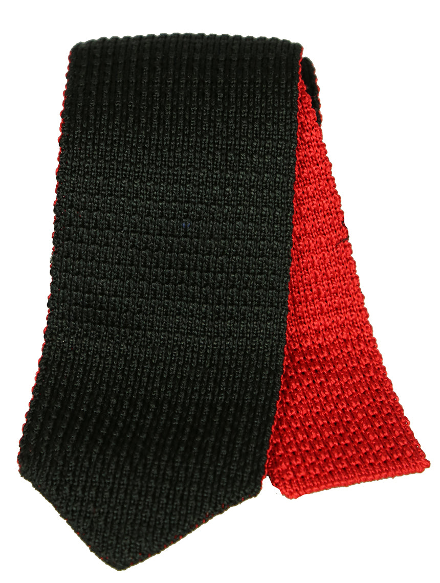 DÉCLIC Reversible Woven Tie for Men - Black & Red Striped Necktie - Perfect for Business, Weddings & Formal Events
