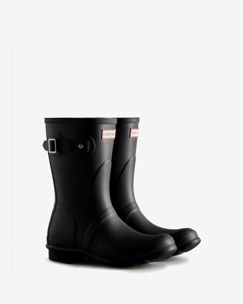 Hunter Women's Original Short Boots - Black, Size M | Waterproof Rain Boots for Outdoor Walking, Gardening & Casual Wear