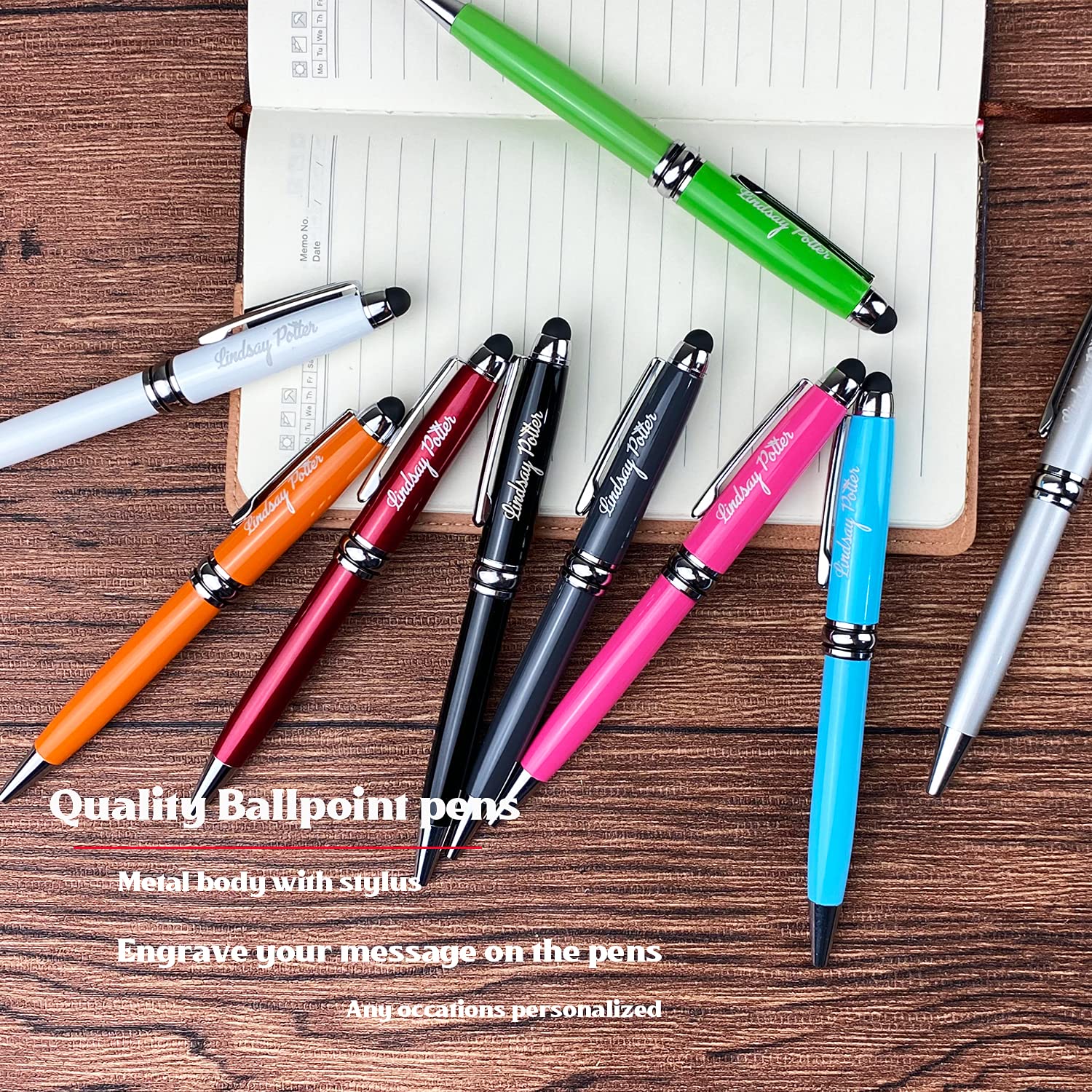 Ancolo Custom Engraved Business Pens - Personalized with Company Name, Phone Number & Slogan - Premium Promotional Pens for Banks, Offices & Hotels - 10 Pens/Box - Ideal for Corporate Gifts, Client Meetings & Branding Events