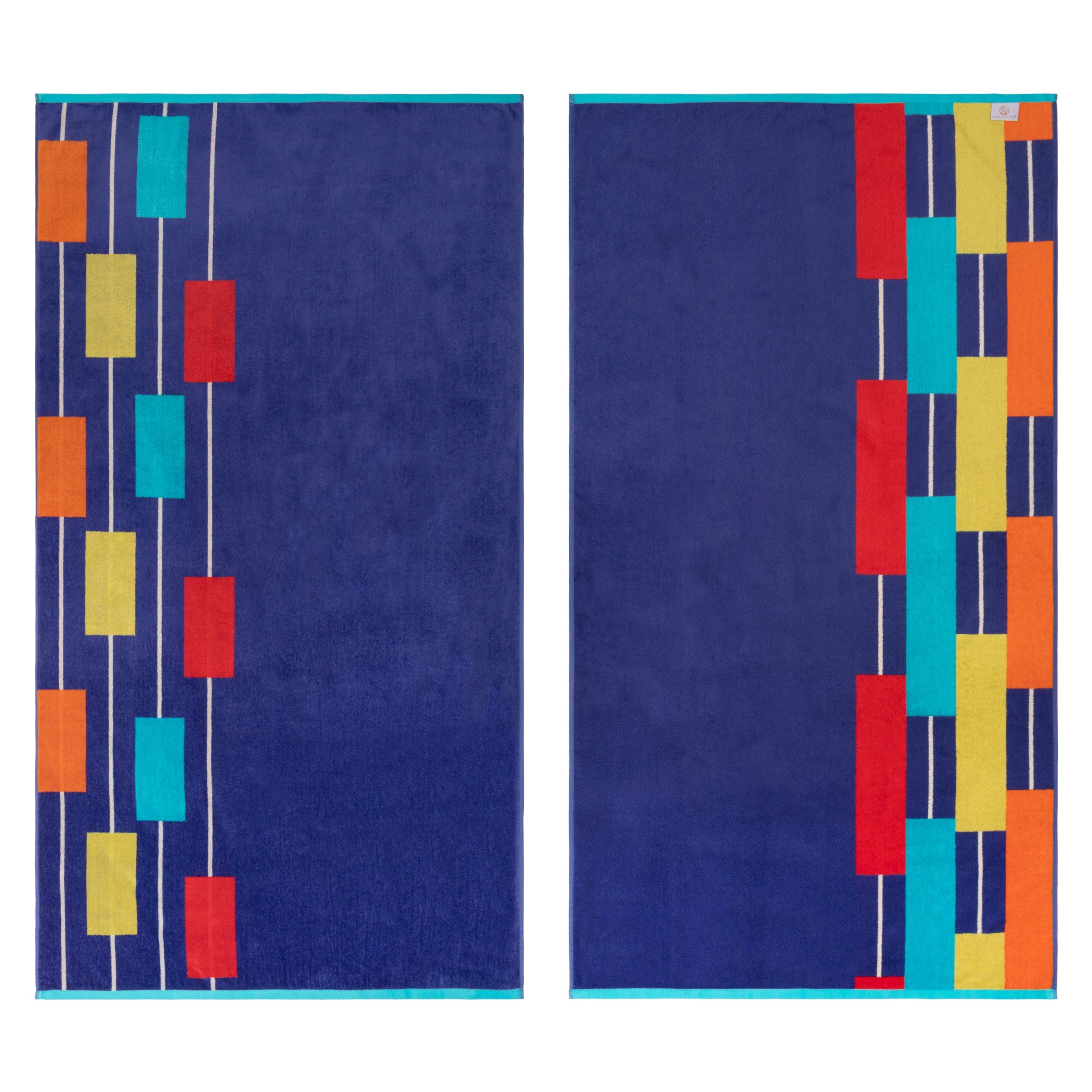 Neon Tiles Oversized 2-Piece Beach Towel Set - Soft, Quick-Dry & UV Protection - Perfect for Pool, Beach, Vacation & Summer Outdoor Activities