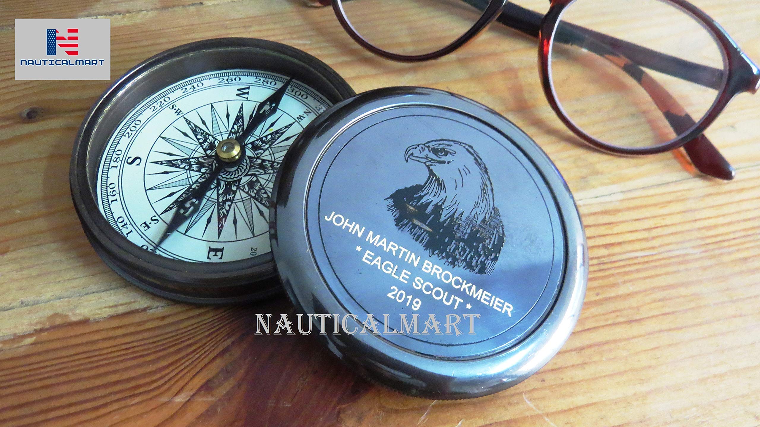 Personalized Engraved Eagle Brass Compass - Premium Gift for Outdoor Enthusiasts, Hikers & Adventurers - Perfect for Camping, Hiking & Survival Gear