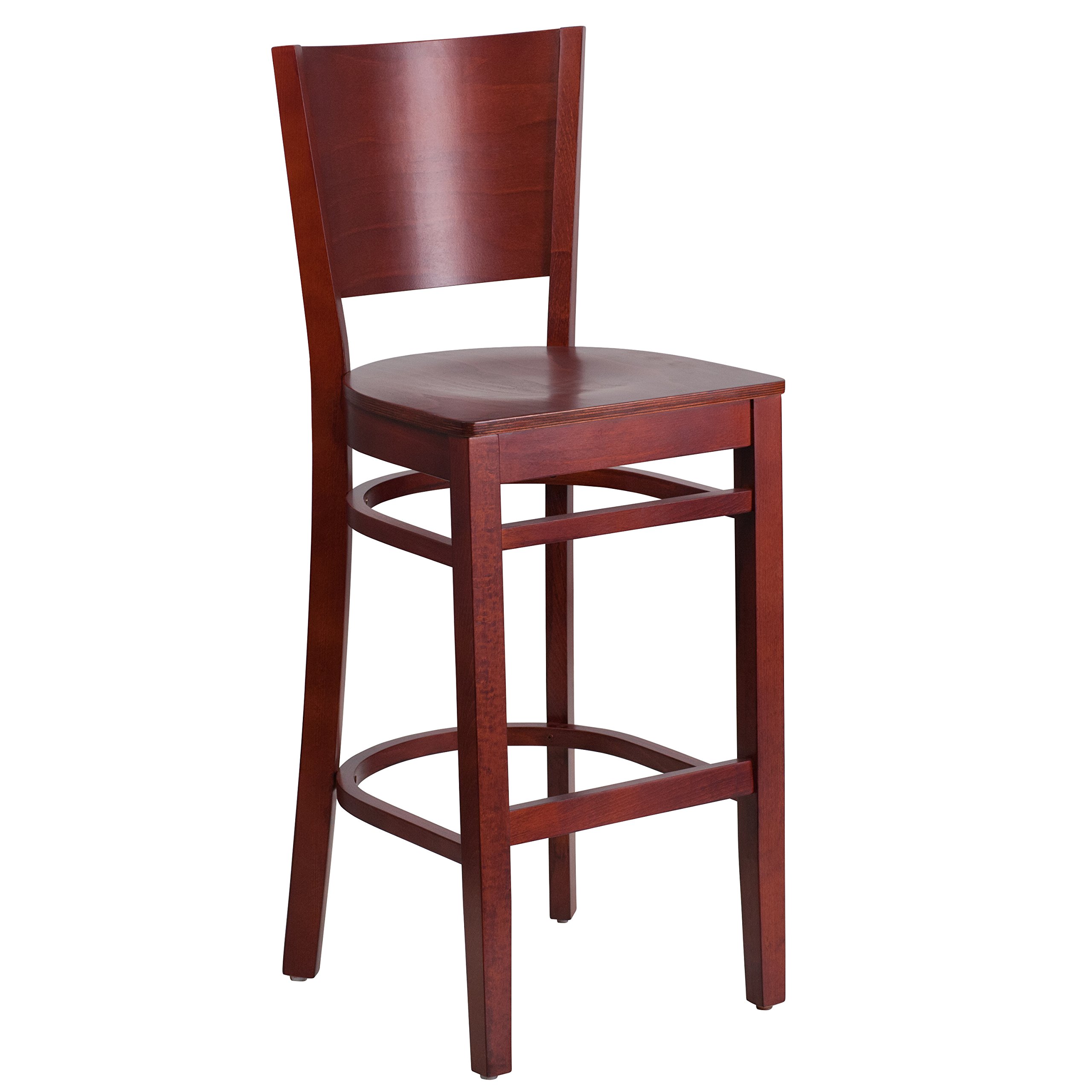 Flash Furniture Lacey Series Solid Back Mahogany Wood Bar Stool - 24