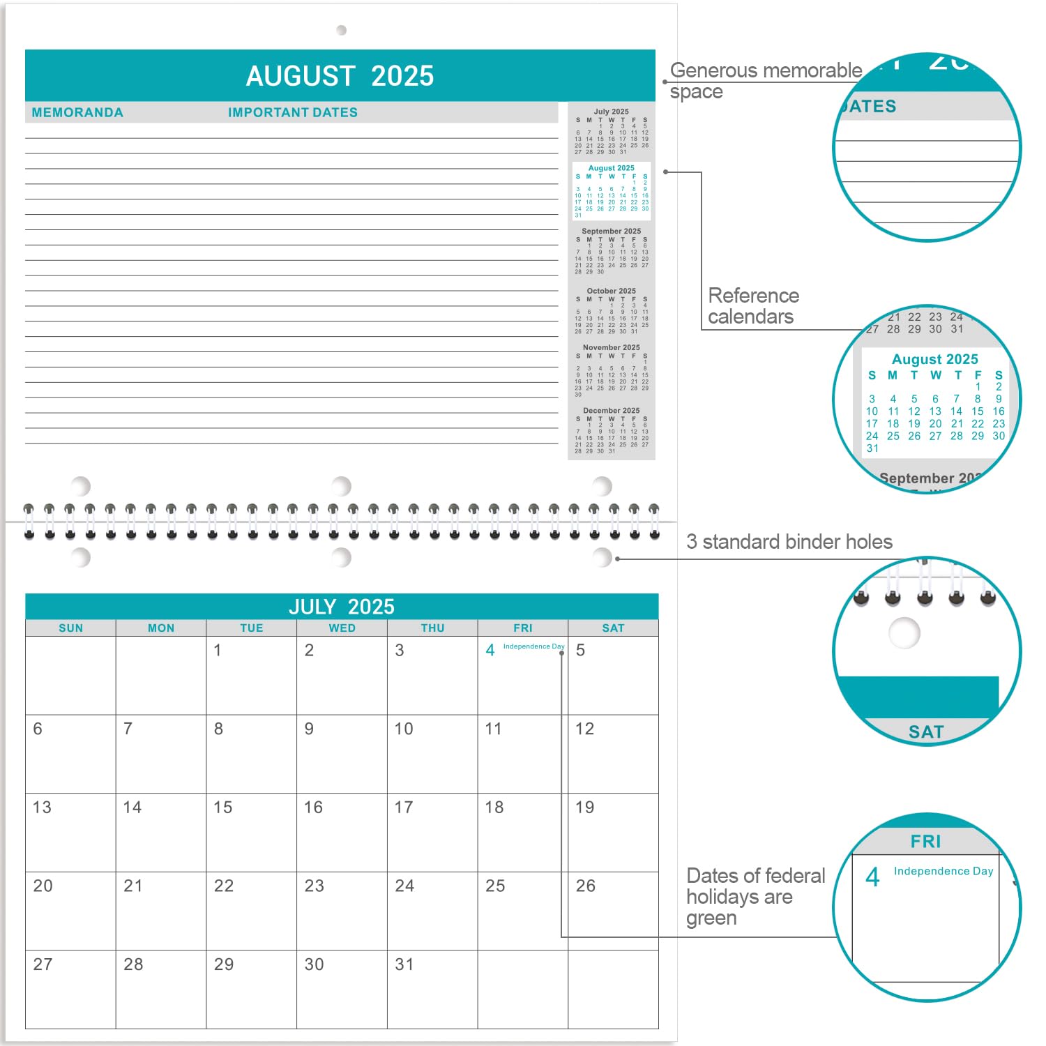 2025-2026 Wall Calendar Set - 2 Pack Monthly Planner (July 2025-December 2026) | 18-Month Hanging & Desk Calendar | 11