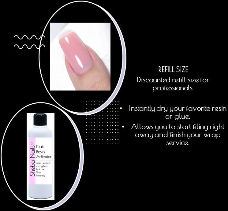 SHEBA NAILS Resin Activator 8oz Refill - Strawberry Scented Nail Enhancement Solution for Stronger, Long-Lasting Acrylic & Dip Powder Nails - Perfect for Salon Professionals & DIY Manicures at Home