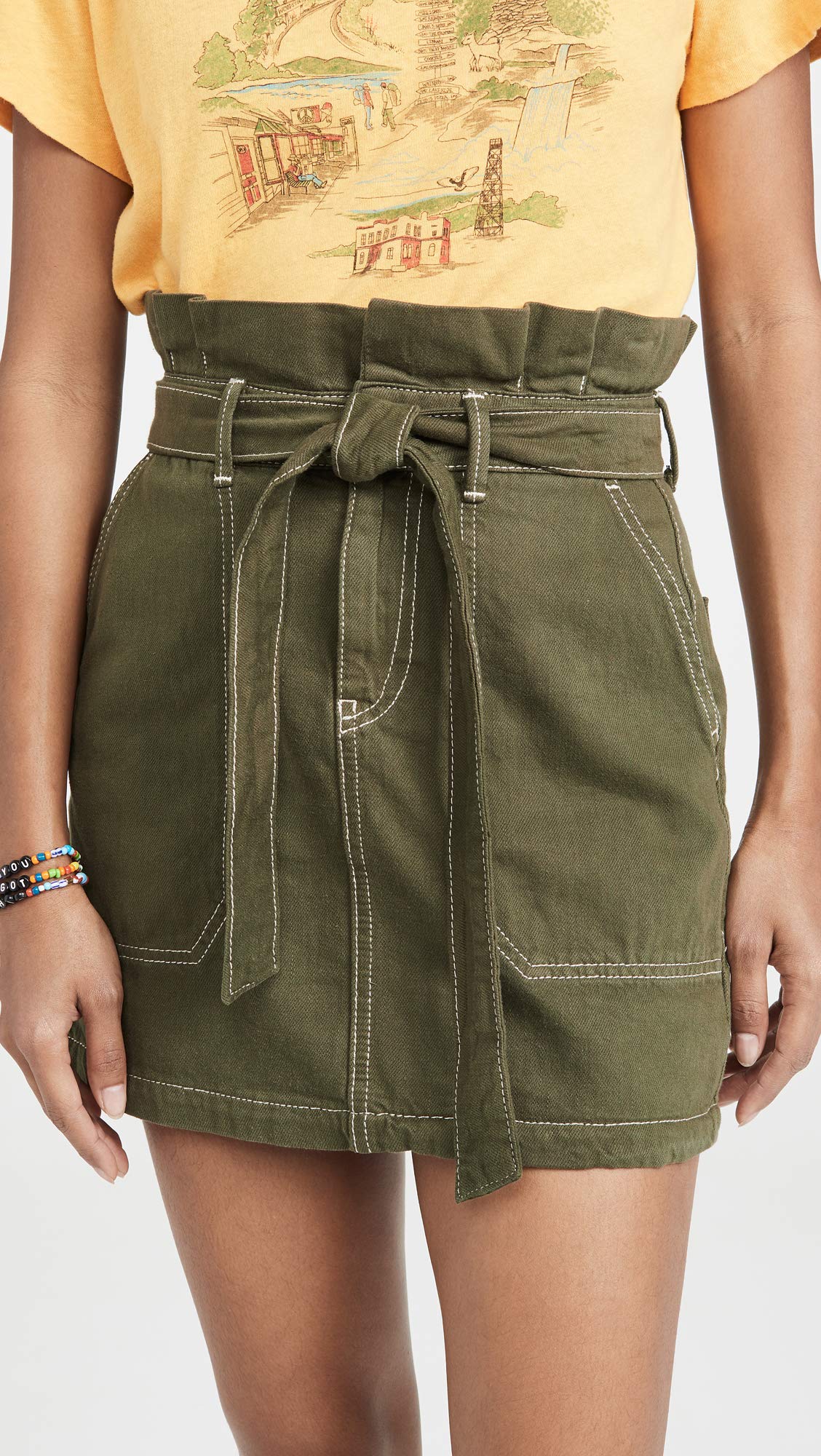 Free People Women's Splendor in The Grass Skirt - Army Green Size 2 | Boho Maxi Skirt with Side Slit | Perfect for Music Festivals, Beach Vacations & Summer Outfits