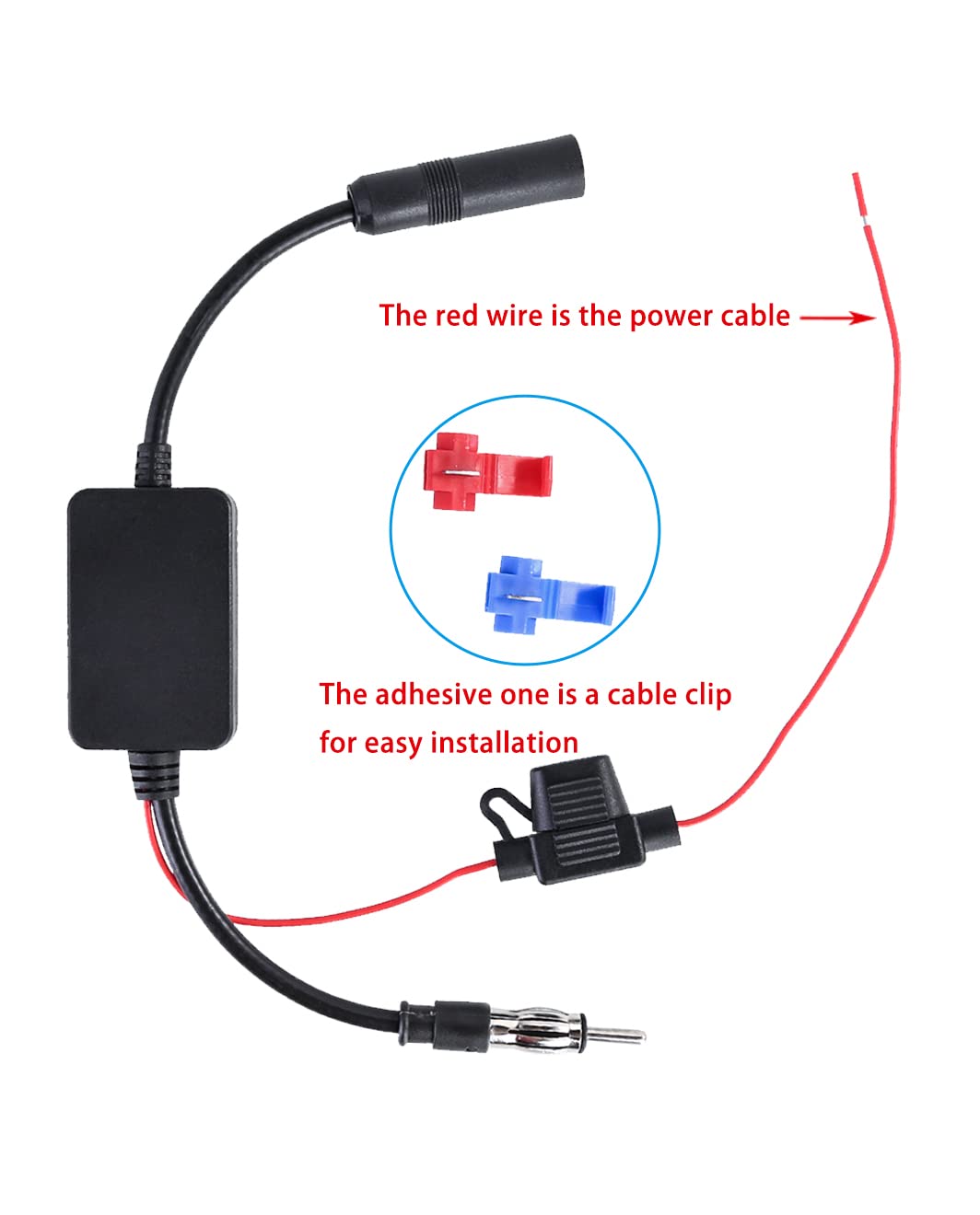 Vecys FM/AM DAB DAB+ Car Antenna Signal Booster Amplifier - DIN Female to DIN Male Adapter 12V Digital Radio Antenna Splitter - Enhances Audio Stereo Reception for Car Digital Radios - Perfect for Road Trips & Daily Commuting