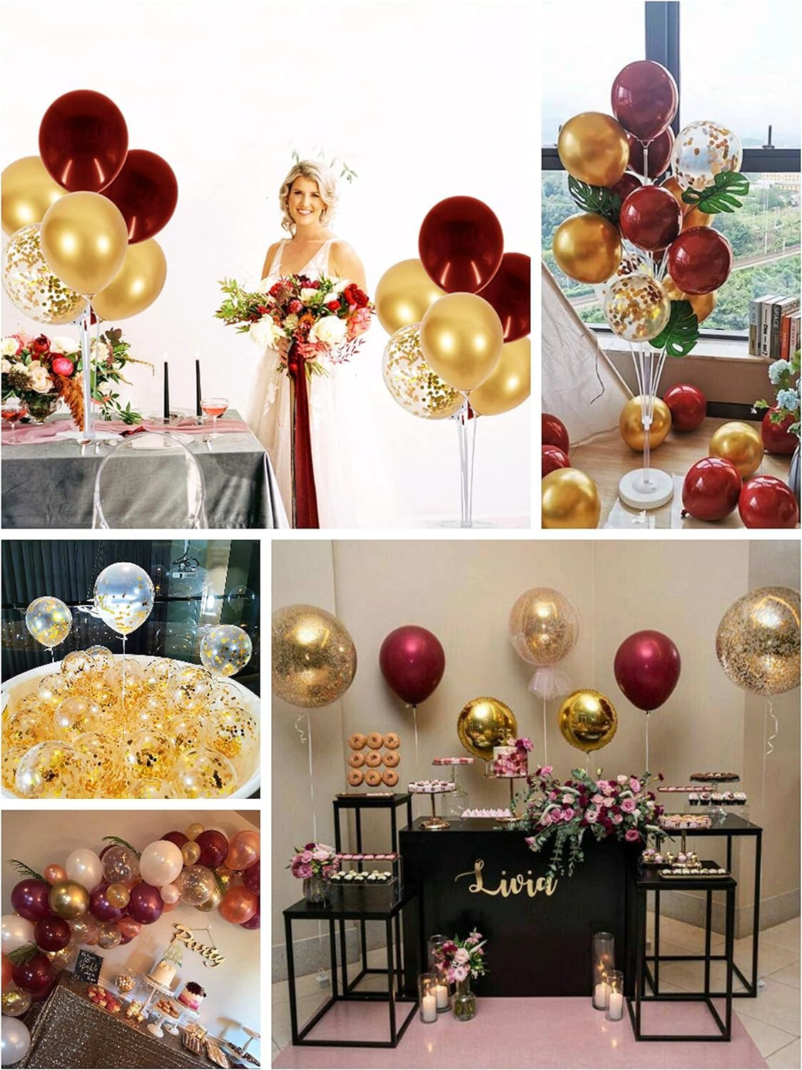 2025 Maroon & Gold Graduation Party Decorations Set - 40pcs Burgundy Gold White Balloons for ASU/FSU Graduation, Fall Weddings, Bridal Showers & Birthday Parties - Elegant Home & Event Decor