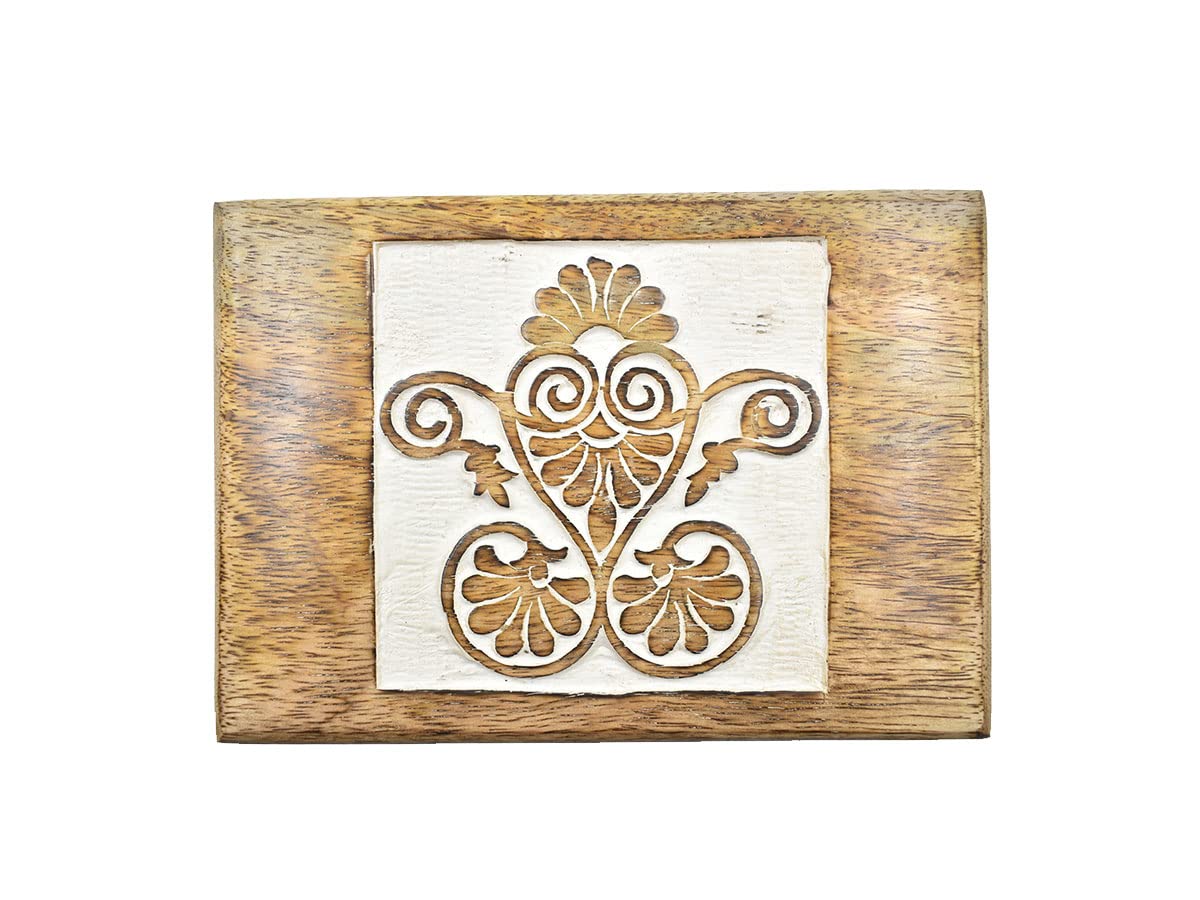 Hand Carved Wooden Decorative Box with Floral Design - Jewelry Organizer, Keepsake Box, Treasure Chest for Women | Perfect Gift for Her, Watch & Trinket Storage, Home Décor & Wedding Present