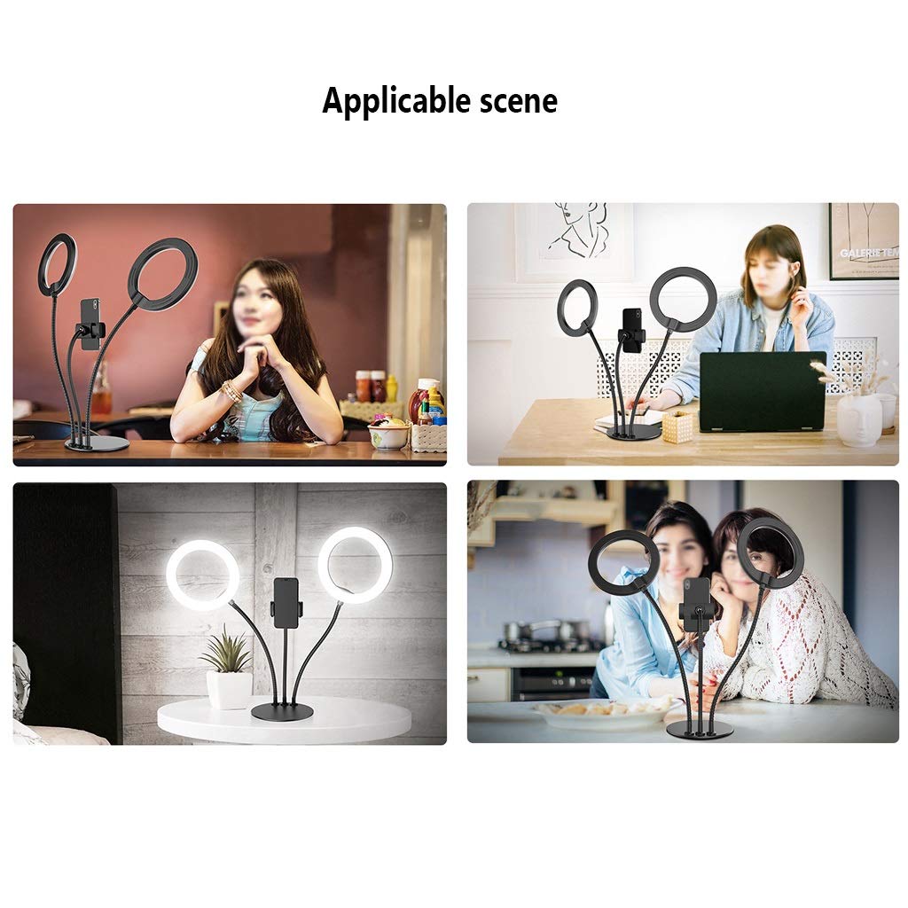 Adjustable LED Ring Light with Phone Holder - 3000K to 5000K Color Temperature, 360° Flexible Hose Stand for Makeup, Reading, Live Streaming & Video Conferencing