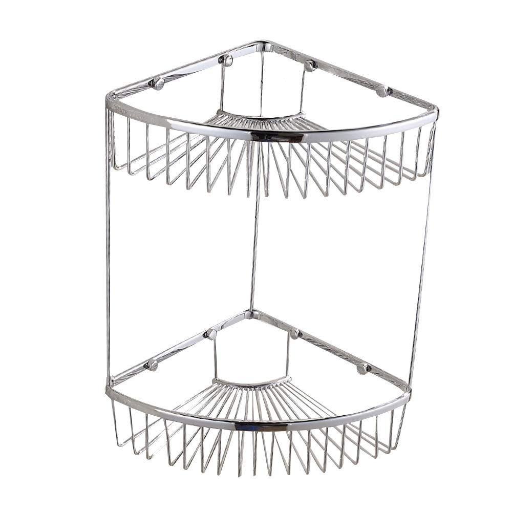 Glass Shelf for Bathroom - Double Wall Mounted Triangular Rack (8.5×14.2 Inch) - Perfect for Shower, Kitchen & Balcony Storage | Rustproof & Space-Saving Organizer