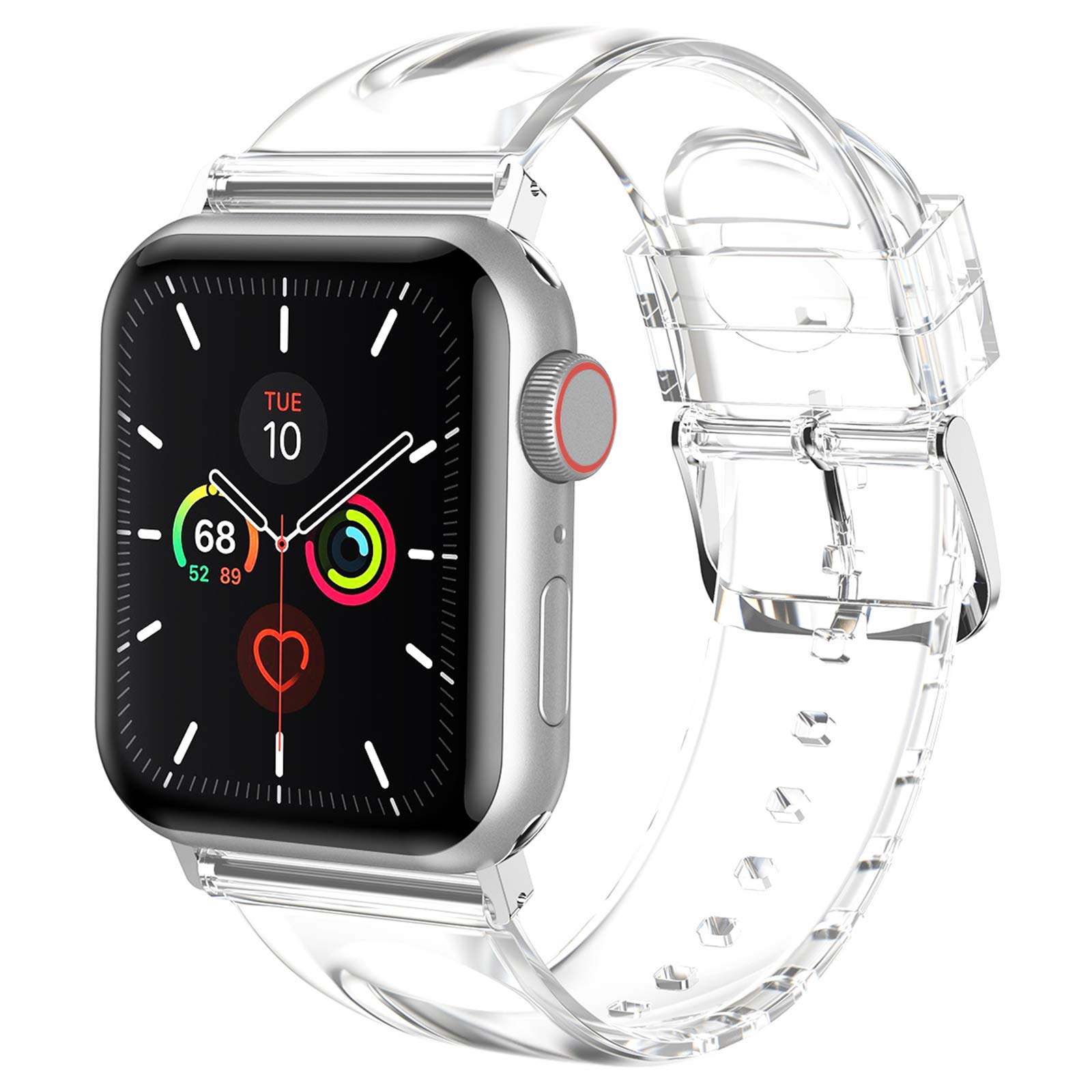 iiteeology Clear Soft Silicone Band Compatible with Apple Watch Series 1-10 (38mm/40mm/41mm/42mm/44mm/45mm/46mm) - Transparent Breathable Strap for Women & Men - Perfect for Workout, Running & Daily Wear