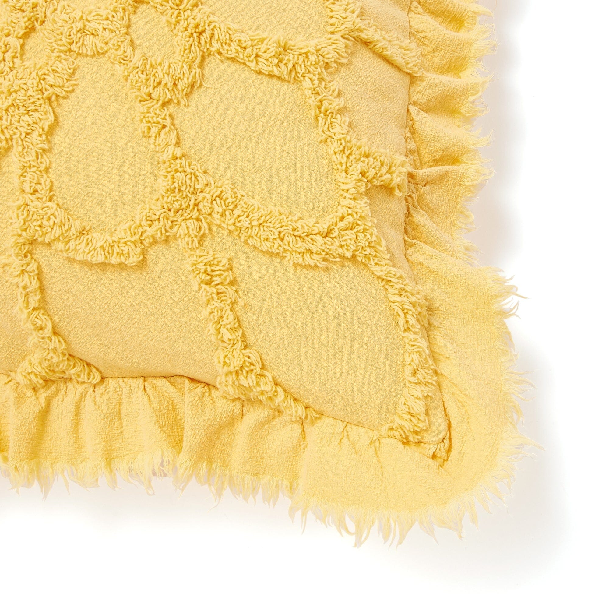 Premium Yellow Flower Tuft Cushion Cover 18x18 Inches - Soft Decorative Pillow Case for Sofa, Bed, Chair - Home & Living Room Decor