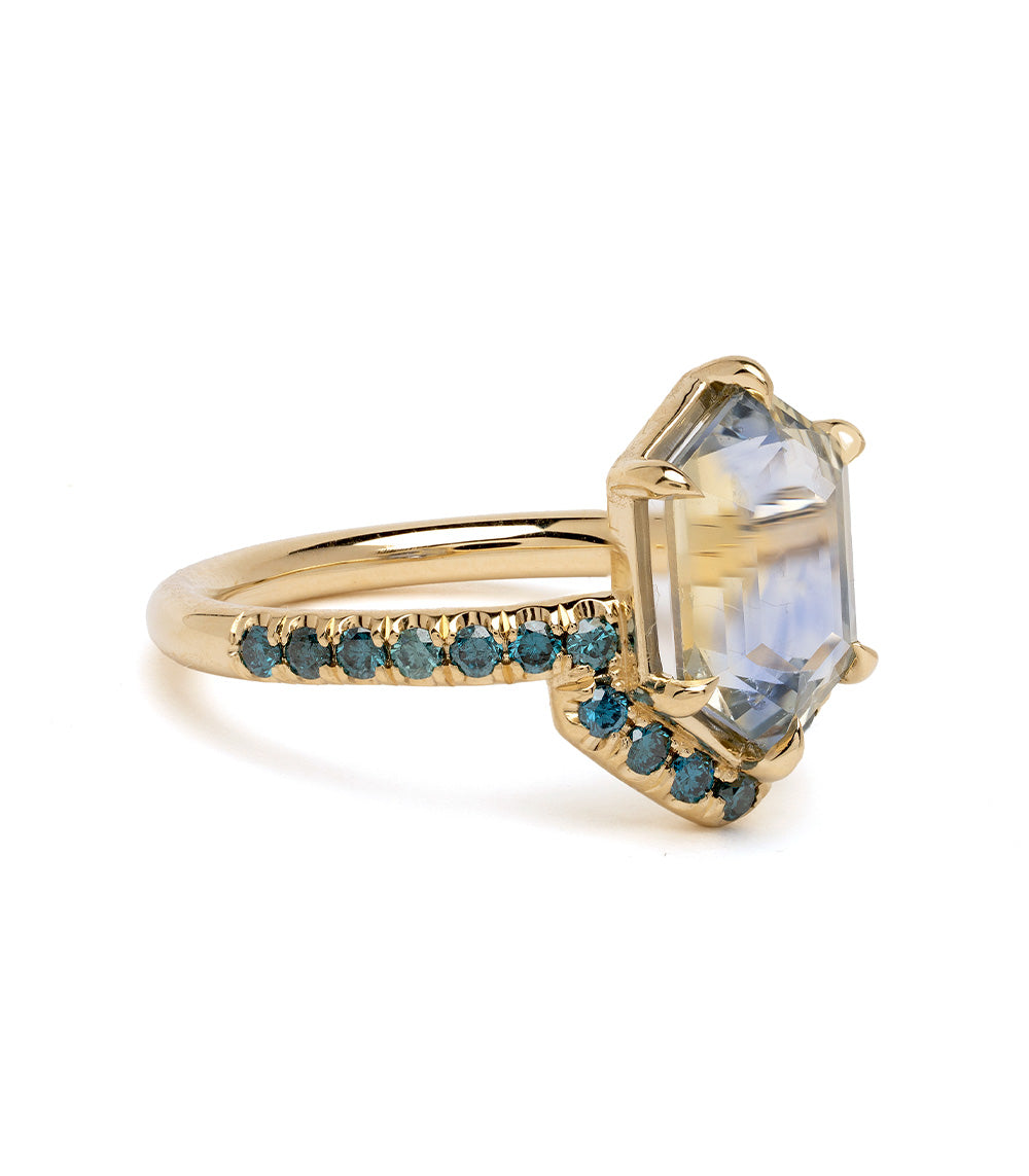 Hexagon Sapphire Ring for Women - Aura Blue Gemstone Jewelry, Elegant Wedding & Engagement Ring, Perfect Gift for Her