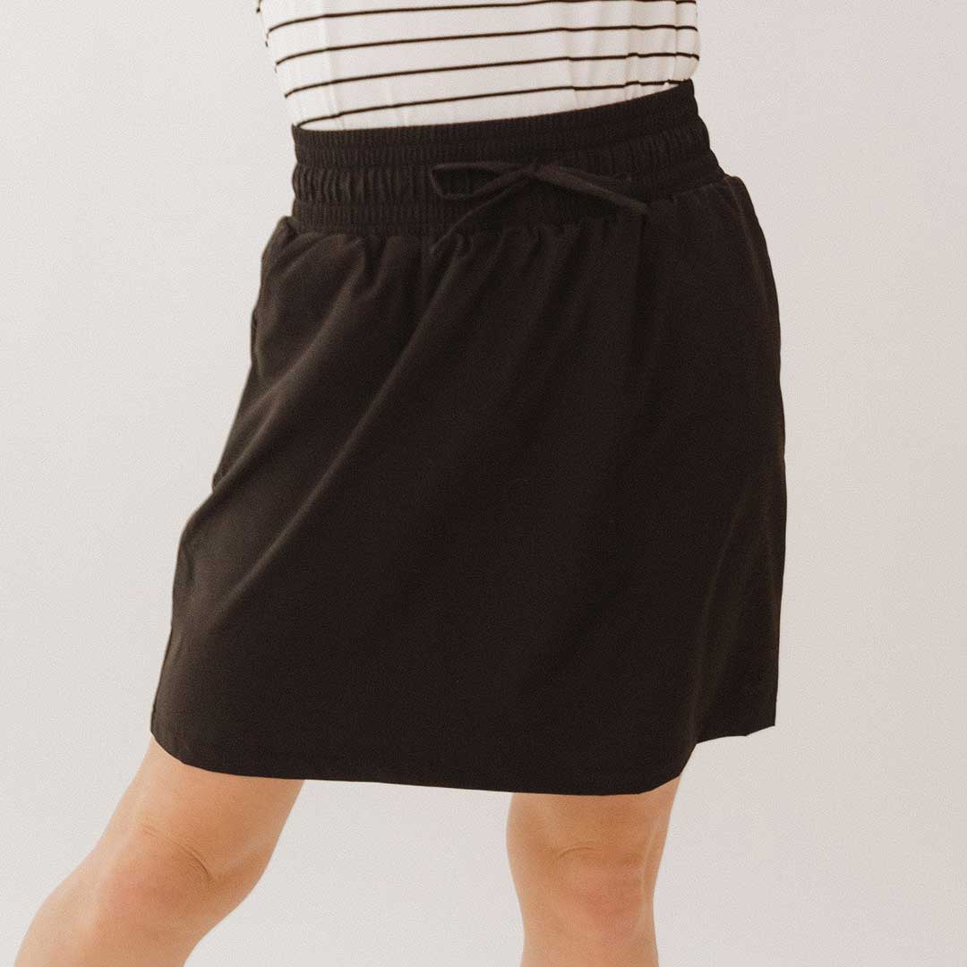 Cher Skirt for Women - Elegant Black Midi Skirt with Stretchy Waistband | Perfect for Office, Party & Casual Wear
