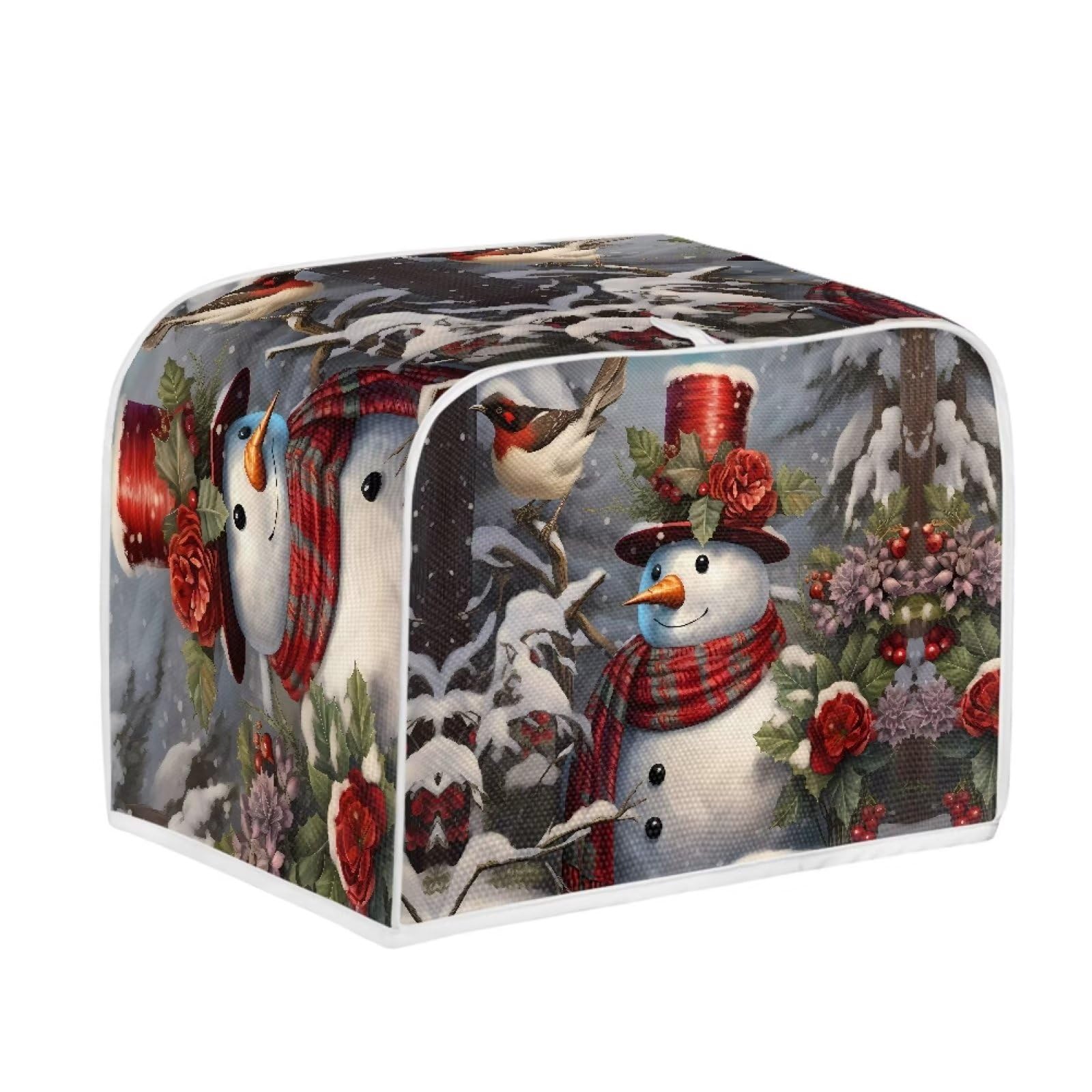 2 Slice Toaster Cover - Christmas Snowman Printed Bread Maker & Microwave Oven Dust Cover - Kitchen Appliance Protector with Fingerprint Protection - Perfect for Holiday Decor & Small Appliance Storage