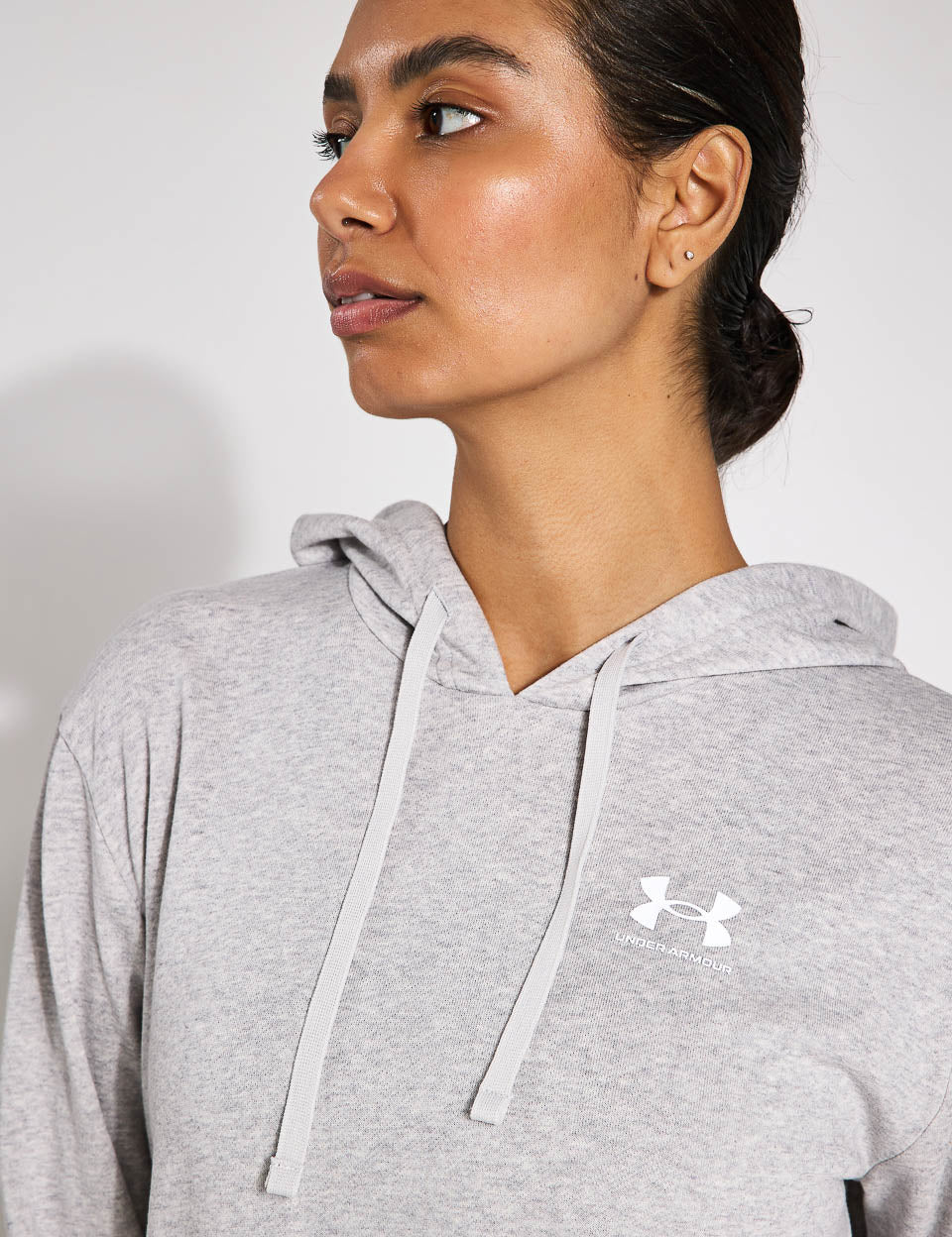 Rival Terry Hoodie - Mod Grey Light Heather/White - Cozy Pullover Sweatshirt for Men & Women - Perfect for Casual Wear, Gym, and Outdoor Activities