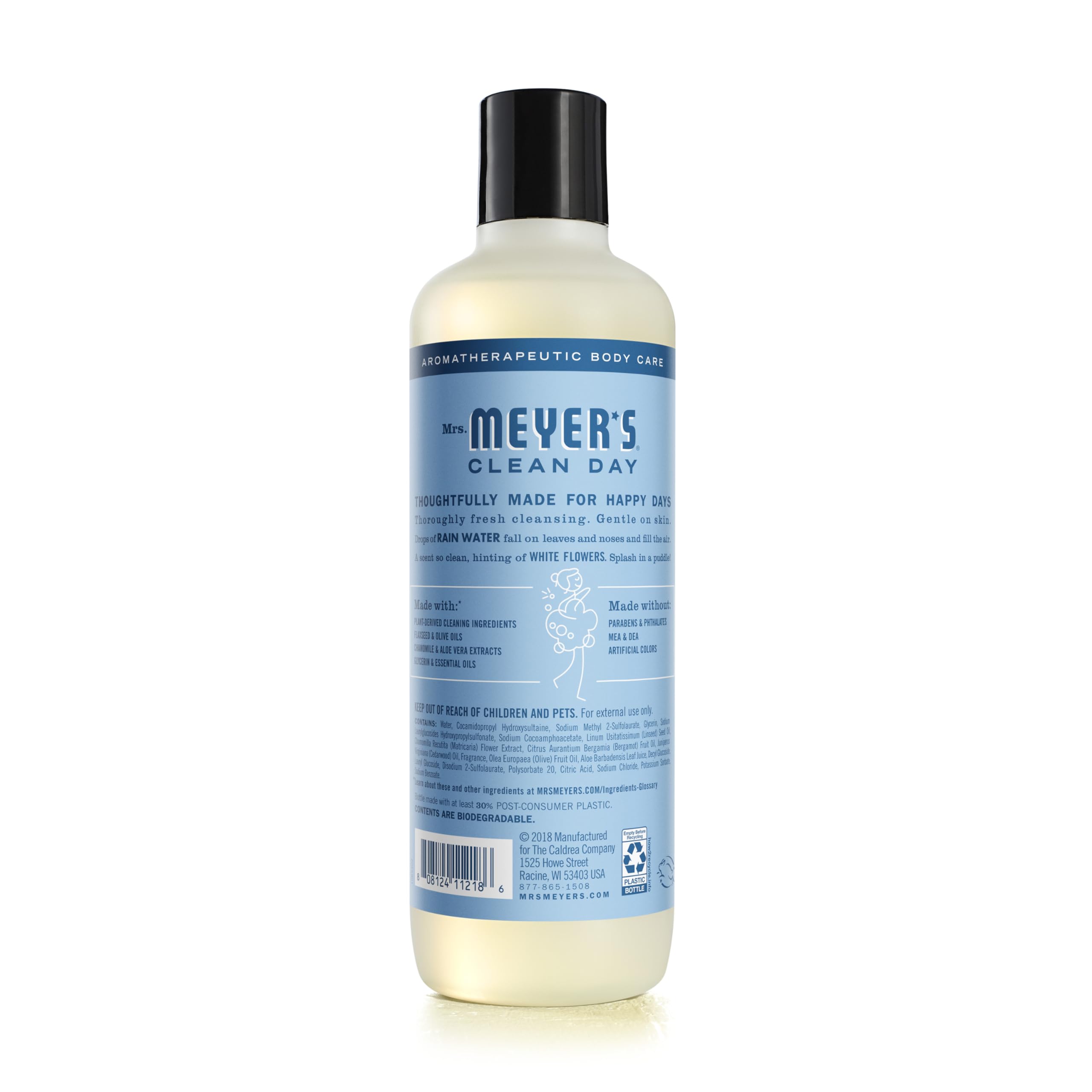 **Mrs. Meyer's Clean Day Moisturizing Body Wash for Women & Men - Biodegradable Shower Gel with Essential Oils, Rain Water Scent - 16 oz | Hydrating & Eco-Friendly for Daily Shower & Spa Relaxation**