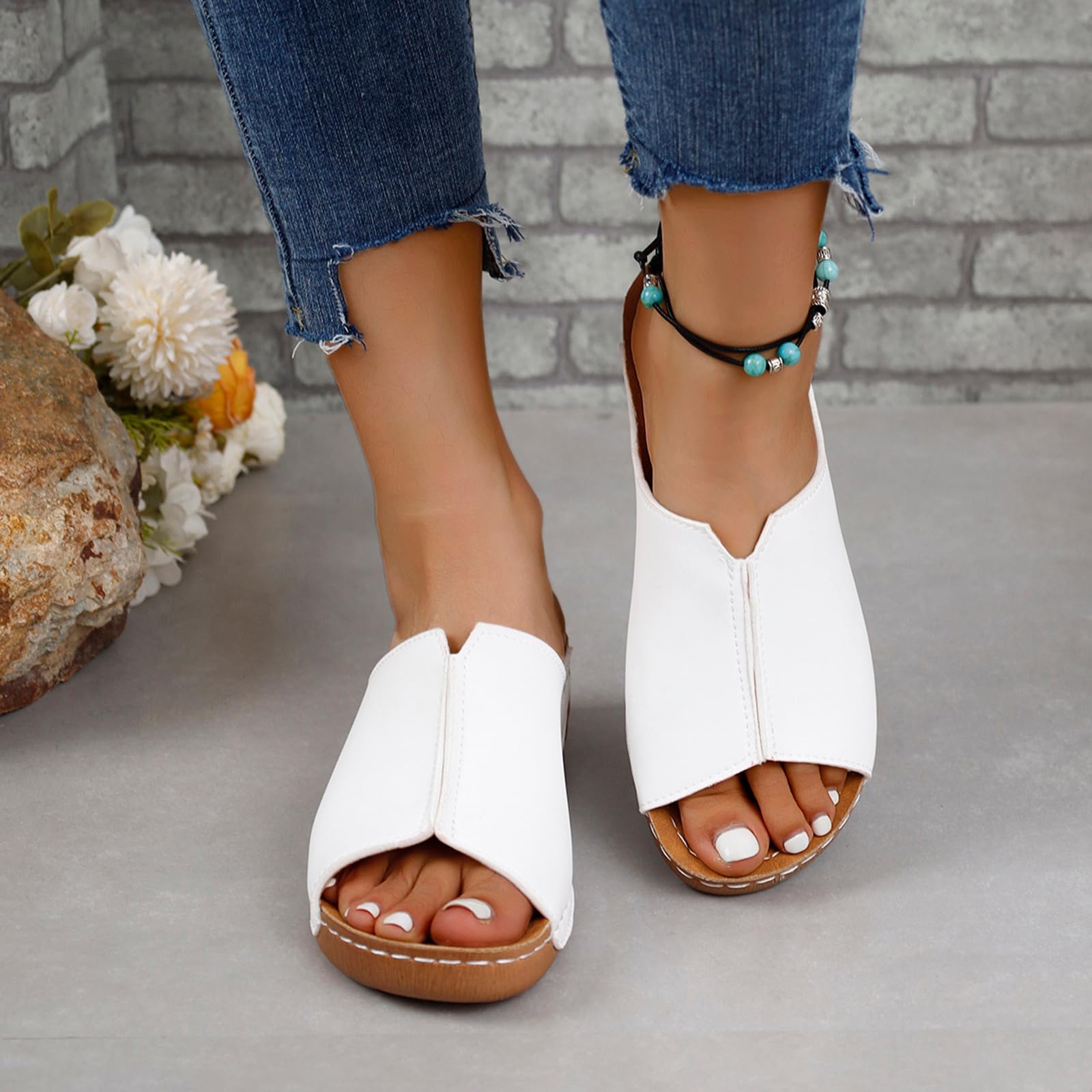Orthotic Sandals for Women - Comfortable Walking Slippers with Arch Support | Fashionable Platform Sandals | Dressy Summer Footwear 2024 | Perfect for Beach, Travel & Casual Outfits