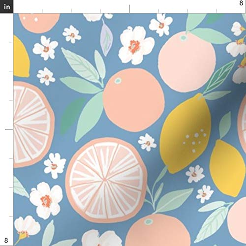 Bloom Grapefruit Lemon Print Upholstery Velvet Fabric - Fat Quarter for Nursery Decor, Home Upholstery & Apparel | Soft Durable Fabric for Curtains, Pillows, Clothing & DIY Crafts