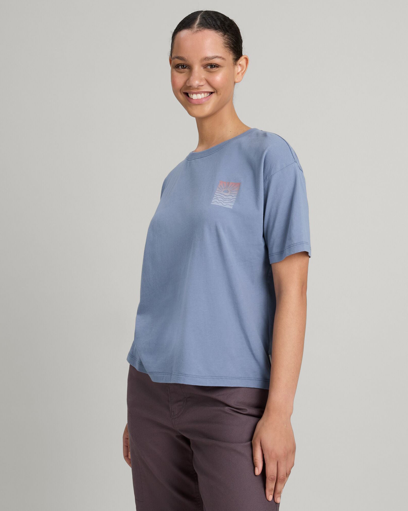 Sunrise Flower Organic Cotton T-Shirt for Women - Soft & Comfortable Casual Wear for Everyday, Workouts, and Outdoor Activities