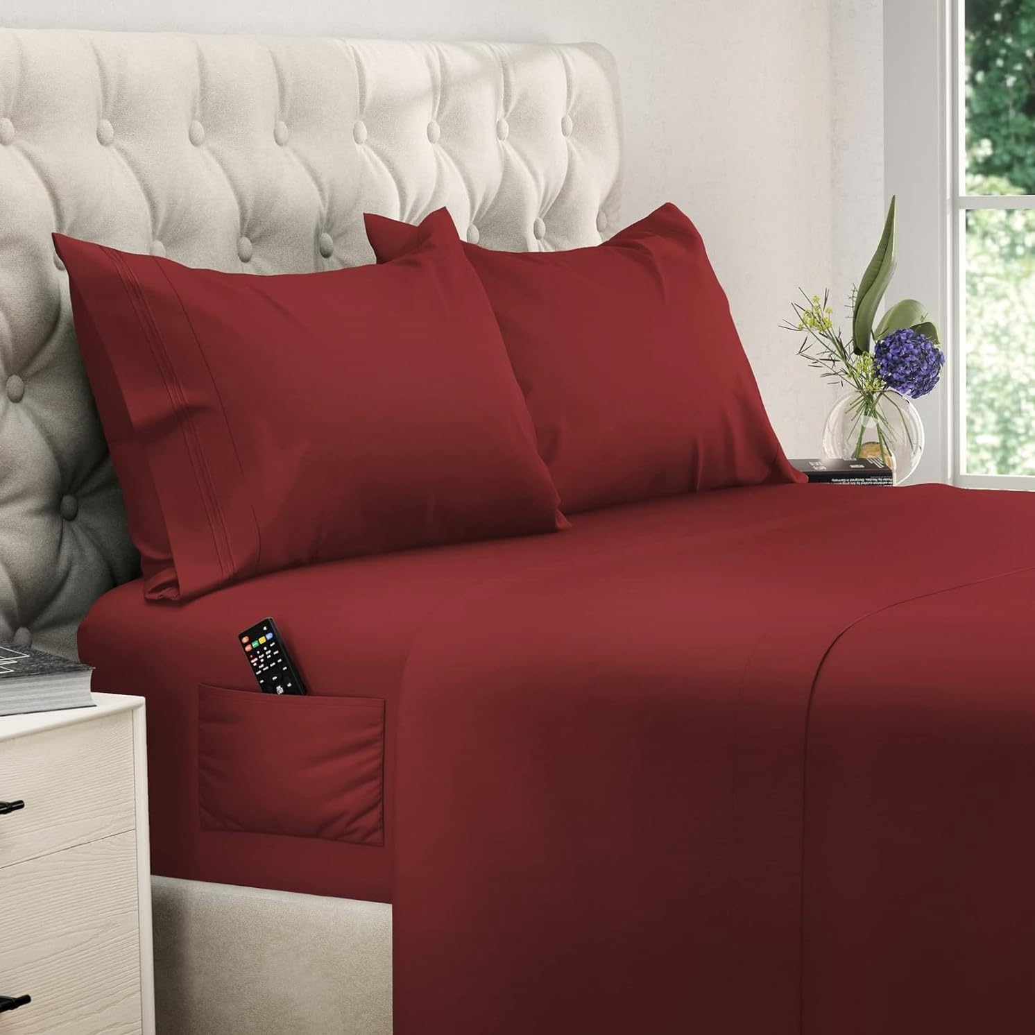 Cooling Queen Size Sheet Set - 4pc Deep Pocket Bed Sheets Up to 15