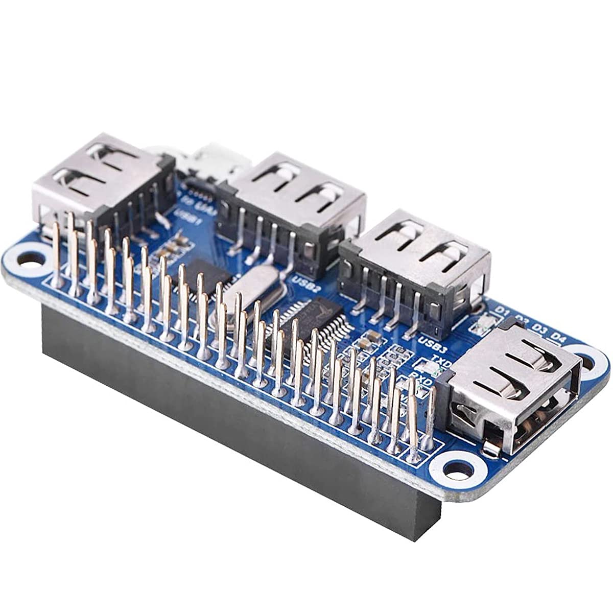 4 Port USB 2.0 Hub HAT Expansion Board with Micro USB Connector & UART Interface - Compatible with Raspberry Pi 3/4/B+/Zero - Ideal for DIY Projects, Home Automation & IoT Devices