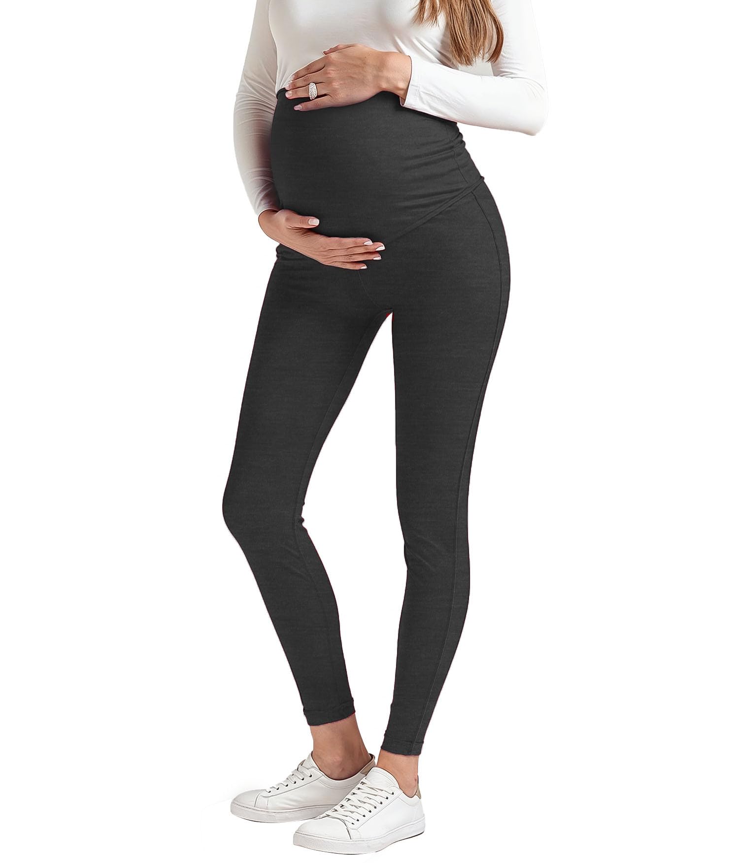 Decrum Over The Belly Maternity Leggings for Women - Stretchy Comfortable Pregnancy Tights, Yoga & Everyday Wear for Expecting Moms