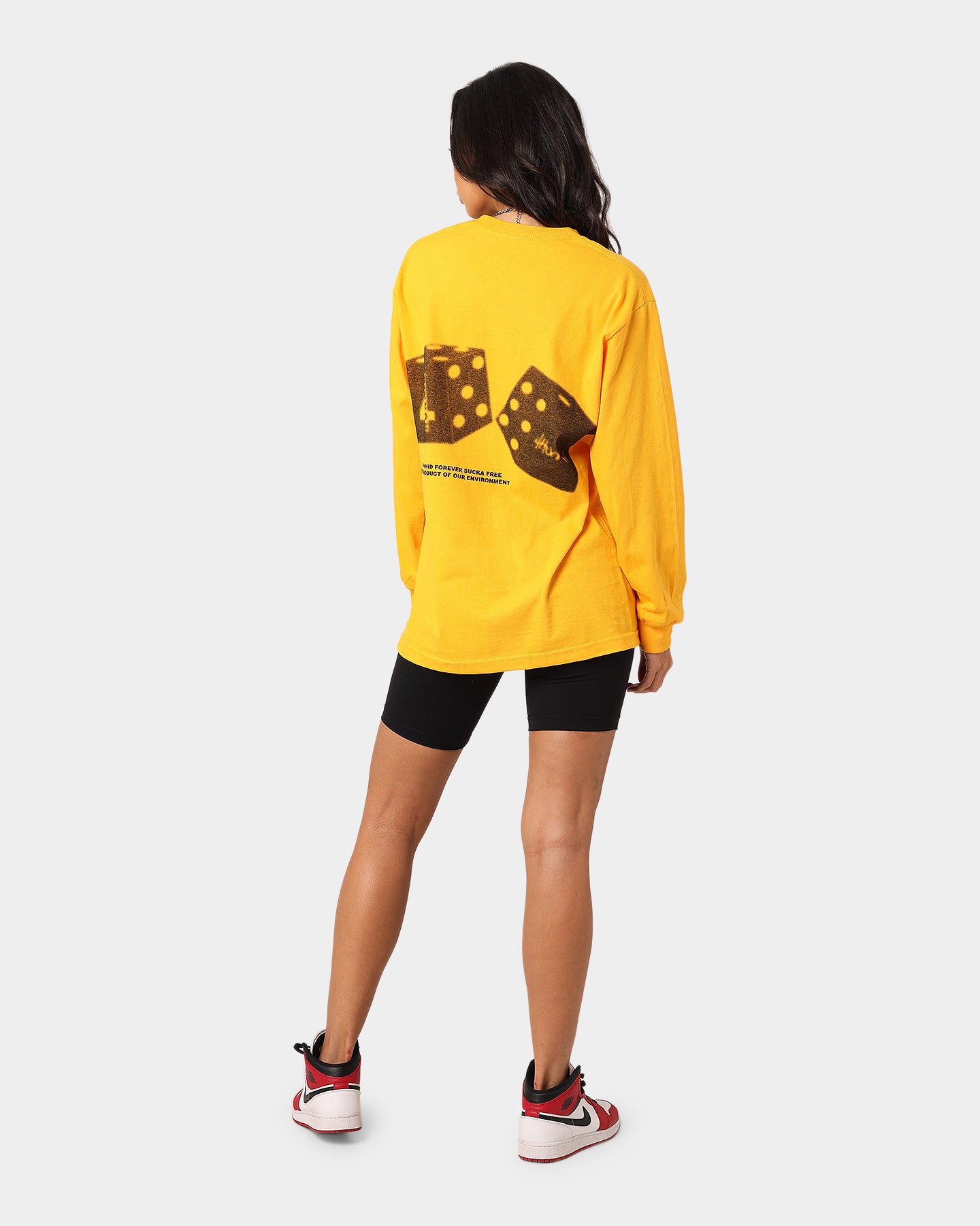 4HUNNID Roll The Dice Long Sleeve T-Shirt Mustard Yellow - Streetwear Graphic Tee for Men & Women - Perfect for Casual Wear, Gaming Events & Urban Fashion