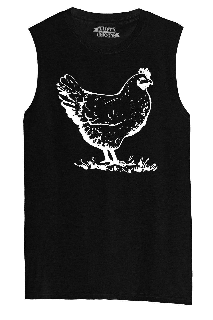 Funny Chicken T-Shirt for Men - Comical Rooster Graphic Tee - Casual Humor Muscle Tank Top for Holidays & Parties