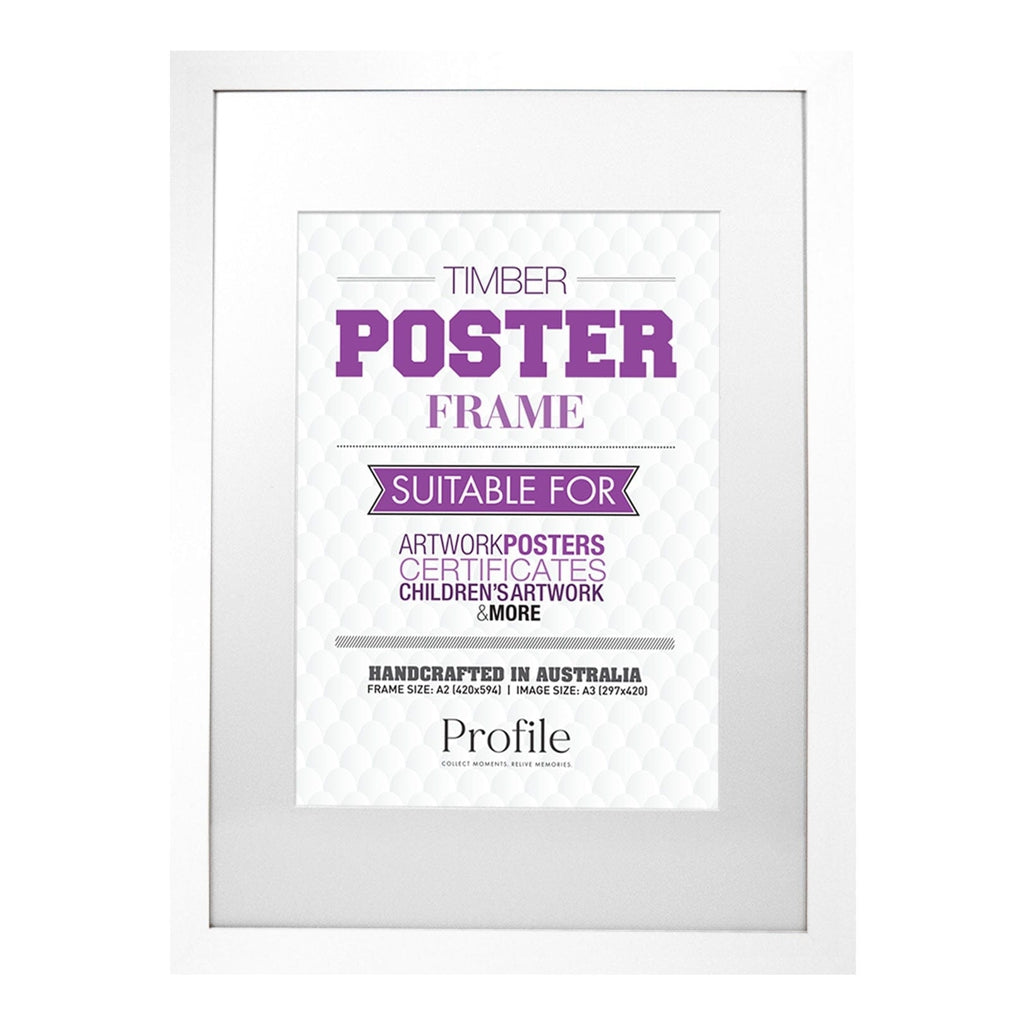 Vintage White Wood A2 Picture Frame for A3 Photos - Perfect for Wall Decor, Home Office & Gallery Displays