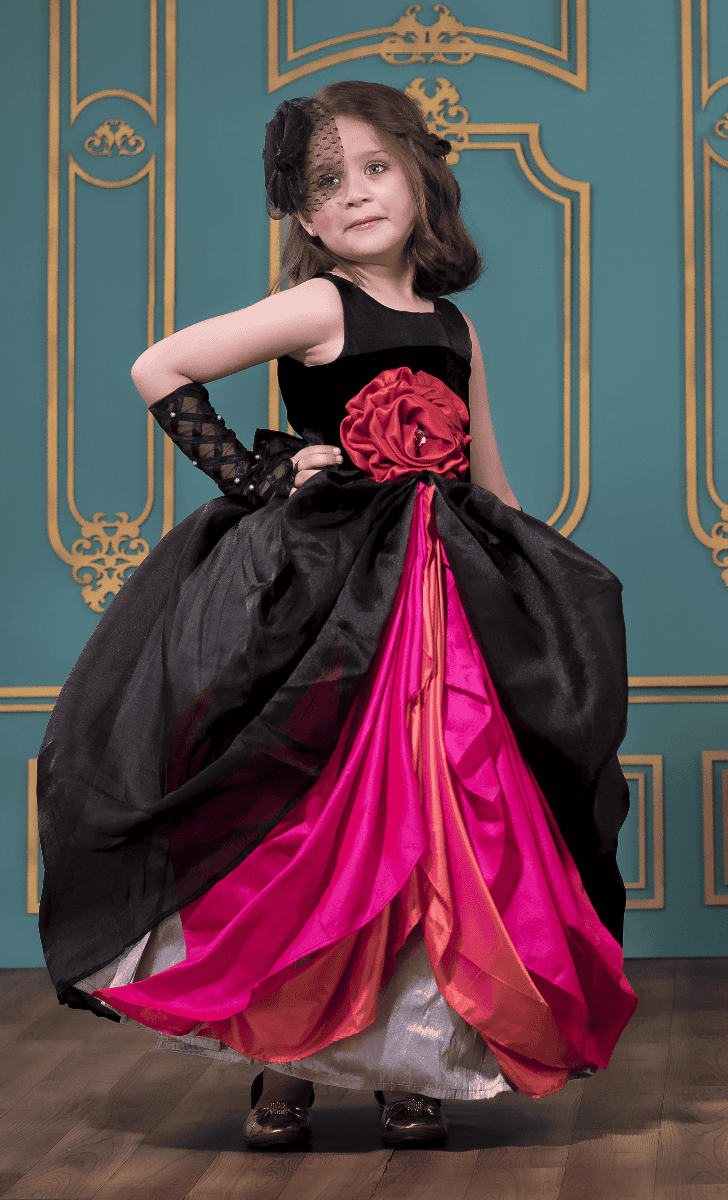 Black Velvet Dress with Organza Skirt - Elegant Formal Evening Gown for Women, Perfect for Prom, Wedding Guest, Cocktail Party & Special Occasions