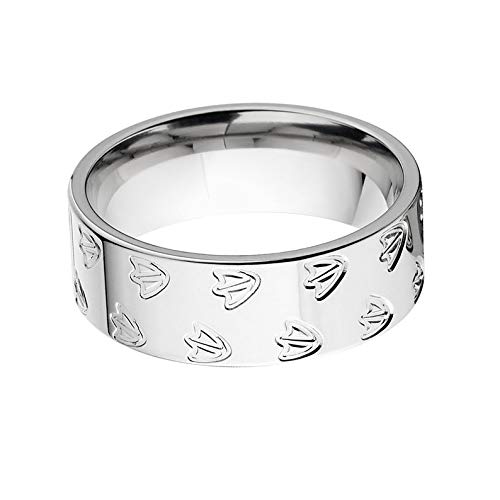 Duck Track Cobalt Ring for Men & Women - Animal Paw Print Wedding Band - Perfect for Nature Lovers, Outdoor Enthusiasts & Unique Couple Rings